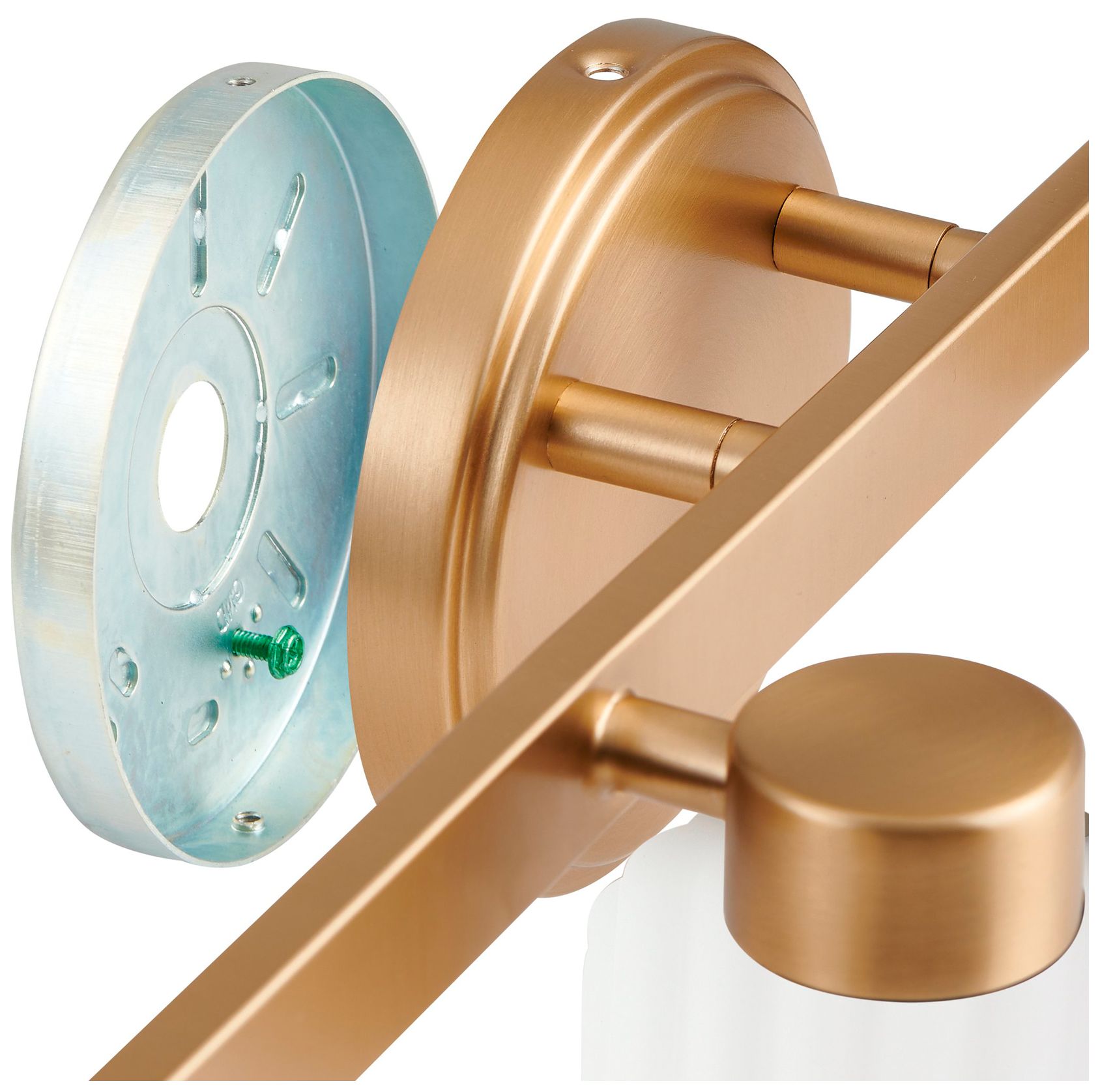 Image 6 Thesis Bedminster 30" Champagne Gold Vanity Light, Etched Opal Glass Shades more views