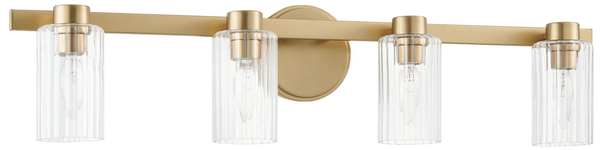 Thesis Bedminster 30" Champagne Gold Vanity Light w/ Clear Glass Shades