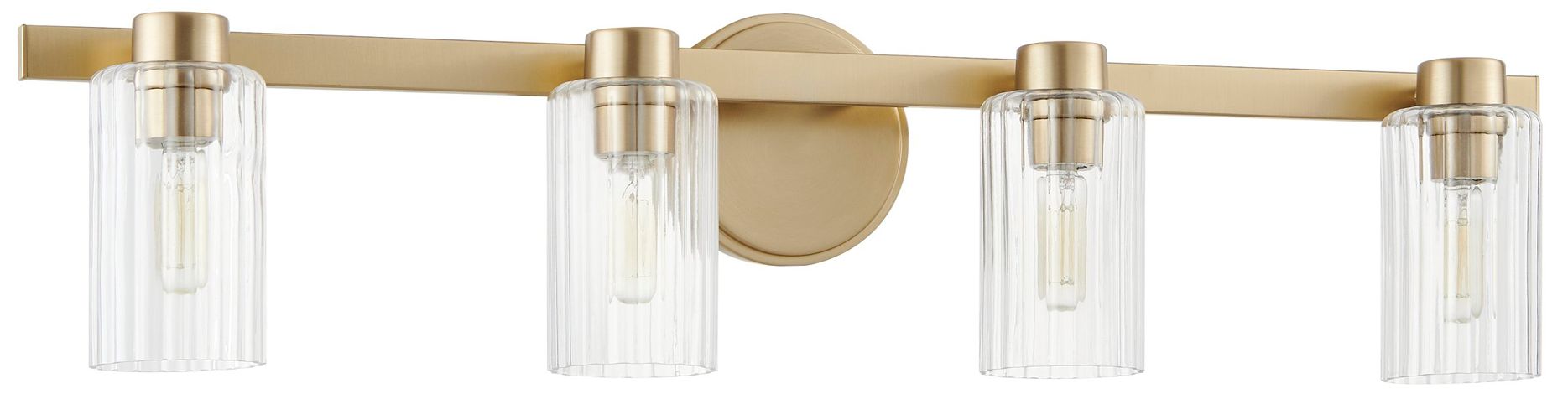 Image 3 Thesis Bedminster 30" Champagne Gold Vanity Light w/ Clear Glass Shades more views