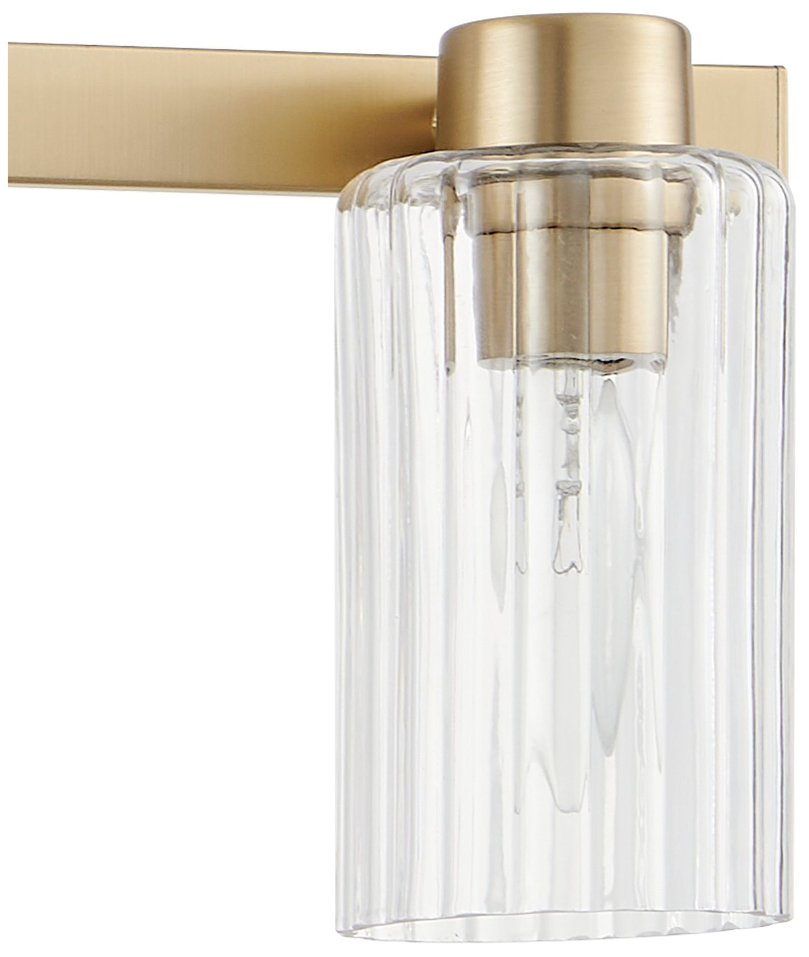 Image 7 Thesis Bedminster 30" Champagne Gold Vanity Light w/ Clear Glass Shades more views