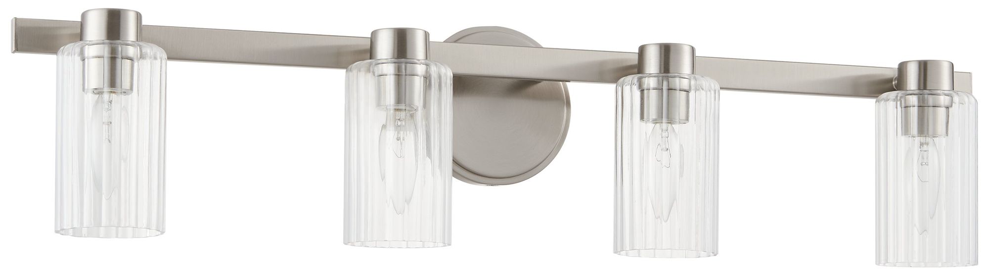 Thesis Bedminster 30-inch Brushed Nickel Vanity Light - Clear Glass Shades
