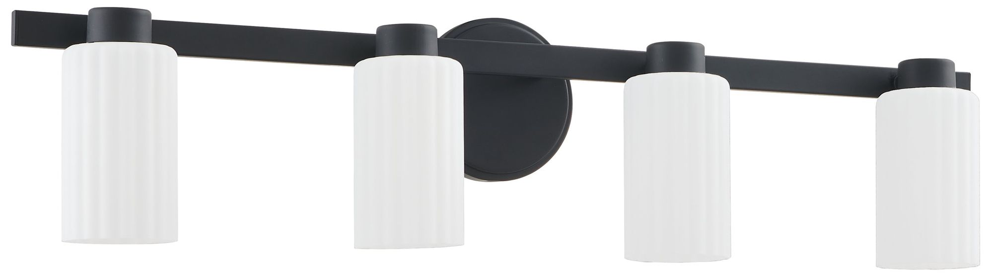 Thesis Bedminster 30" Matte Black Vanity Light w/ Etched Opal Glass Sh