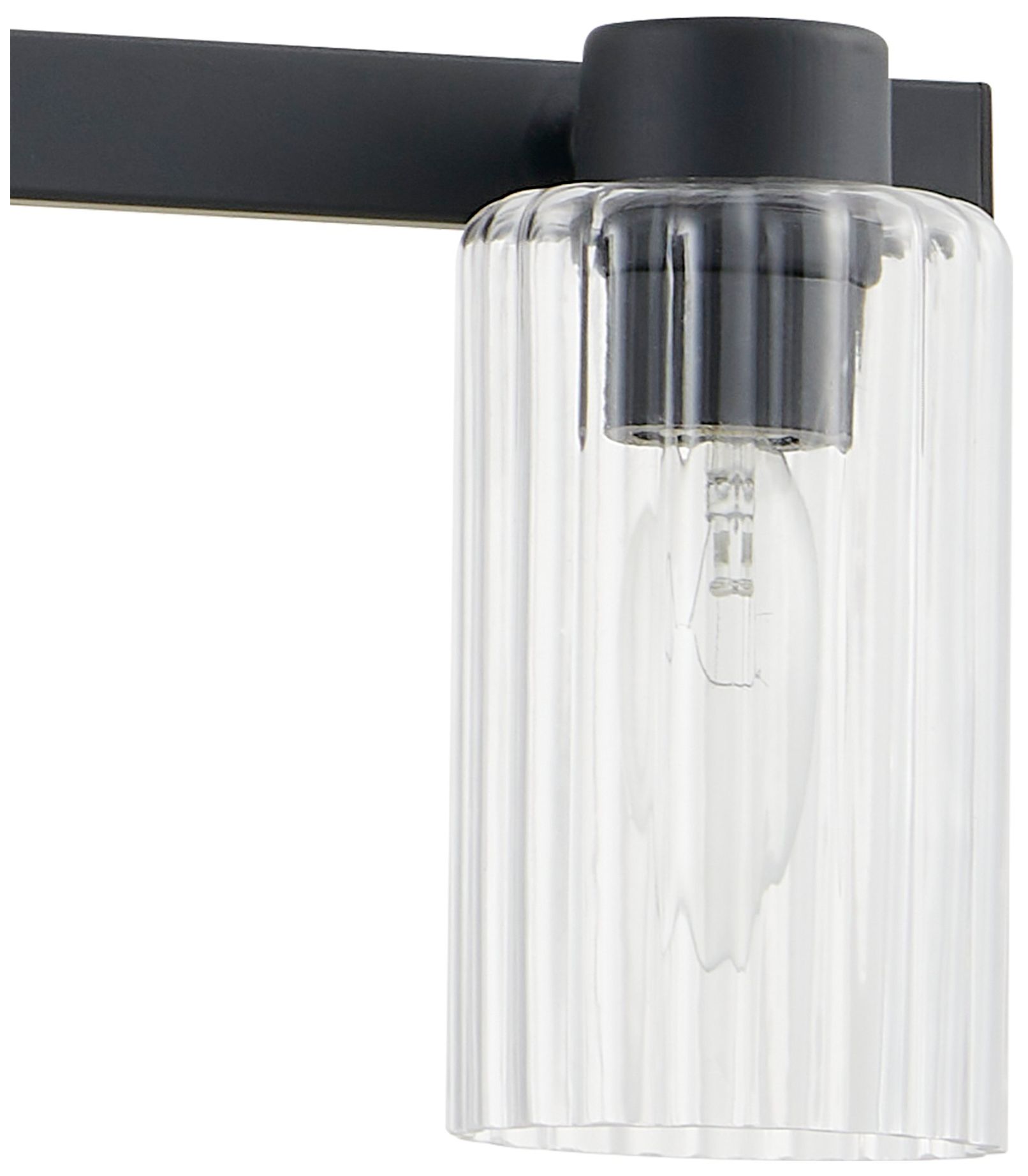 Image 7 Thesis Bedminster 30" Matte Black Vanity Light w/ Clear Ribbed Glass Shades more views