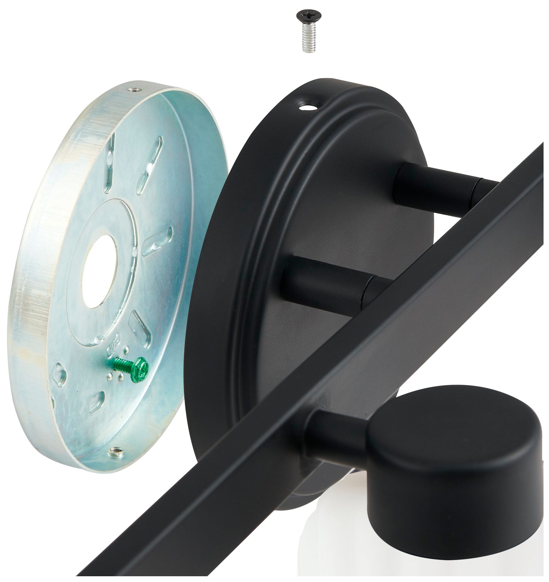 Image 6 Thesis Bedminster 30" Matte Black Vanity Light w/ Etched Opal Glass Shades more views