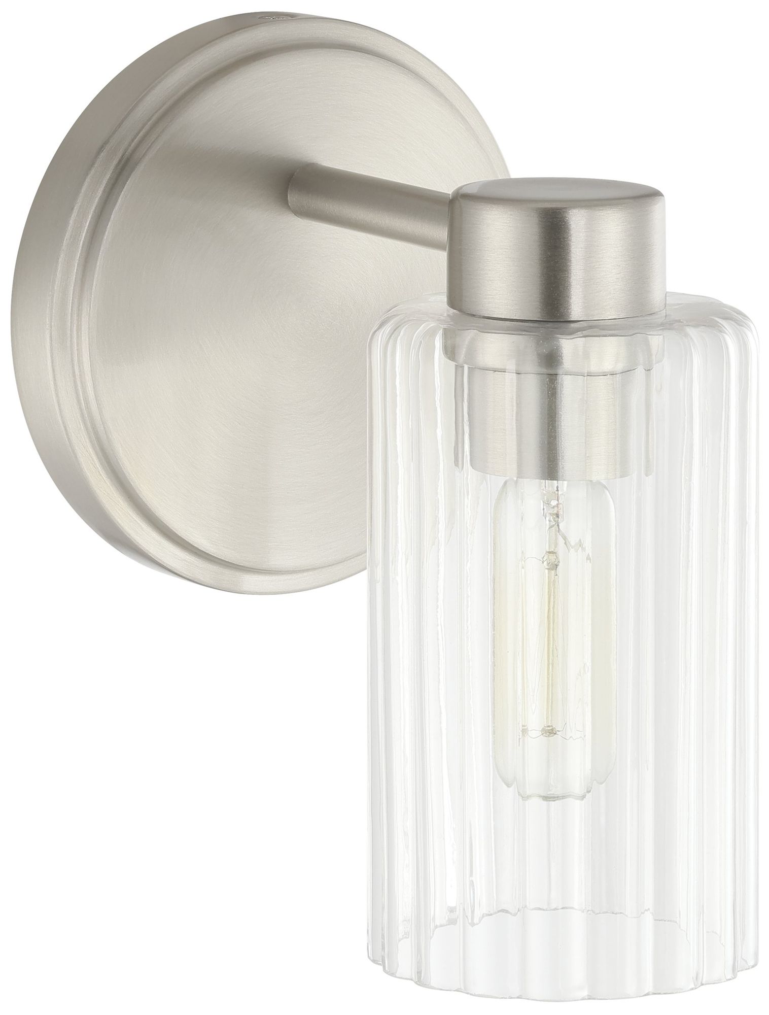 Image 4 Thesis Bedminster 5" Br. Nickel Vanity Light, Etched Opal Ribbed Glass more views