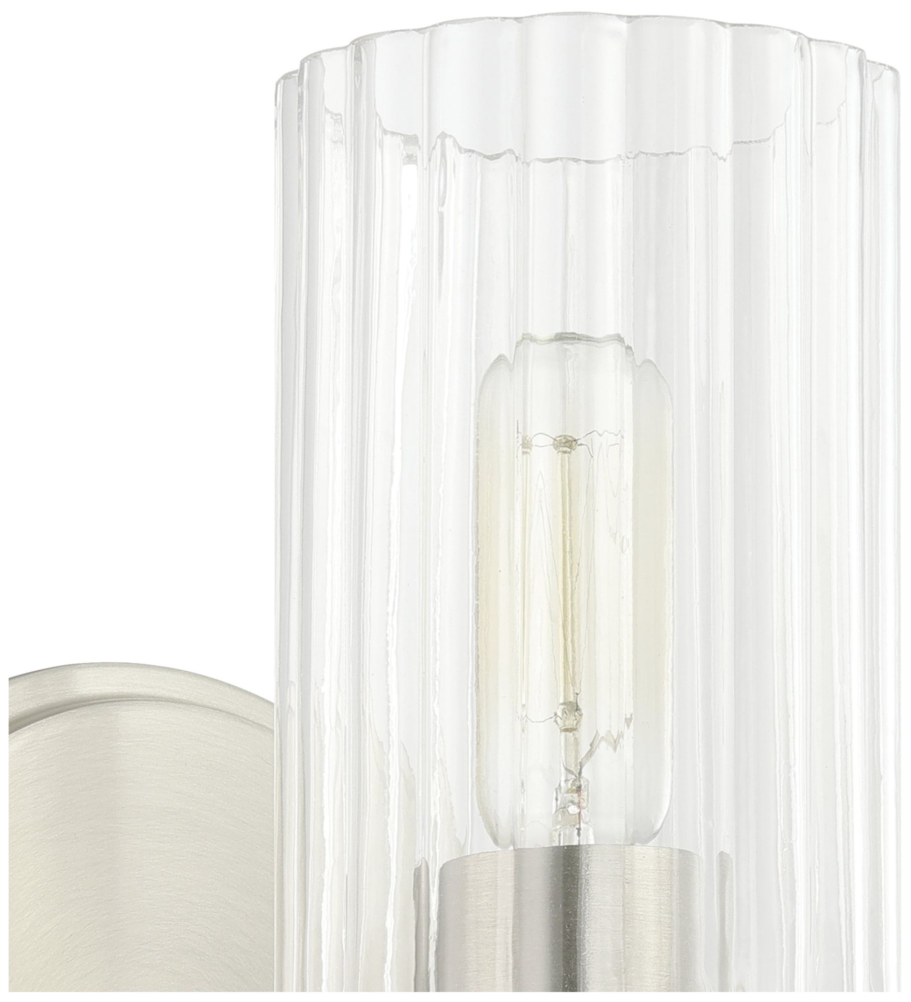 Image 7 Thesis Bedminster 5" Br. Nickel Vanity Light, Etched Opal Ribbed Glass more views