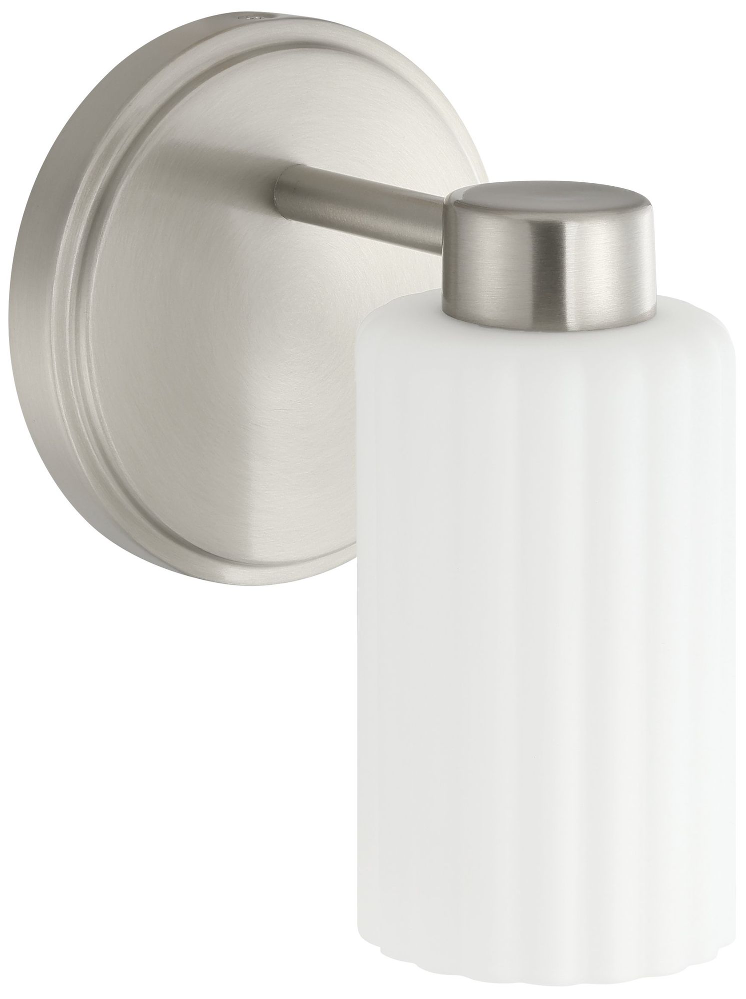 Image 3 Thesis Bedminster 5" Br. Nickel Vanity Light, Etched Opal Ribbed Glass more views