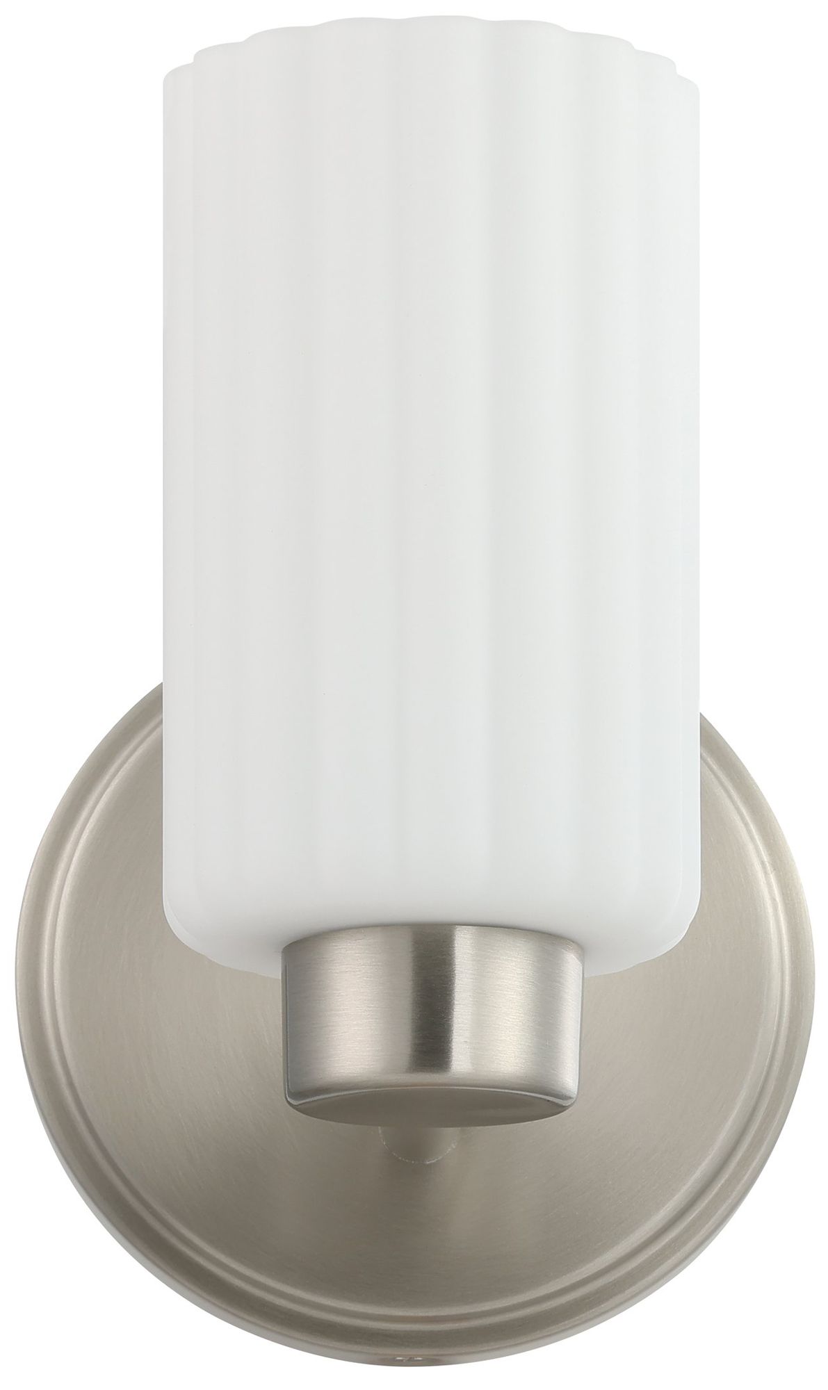 Image 4 Thesis Bedminster 5" Br. Nickel Vanity Light, Etched Opal Ribbed Glass more views