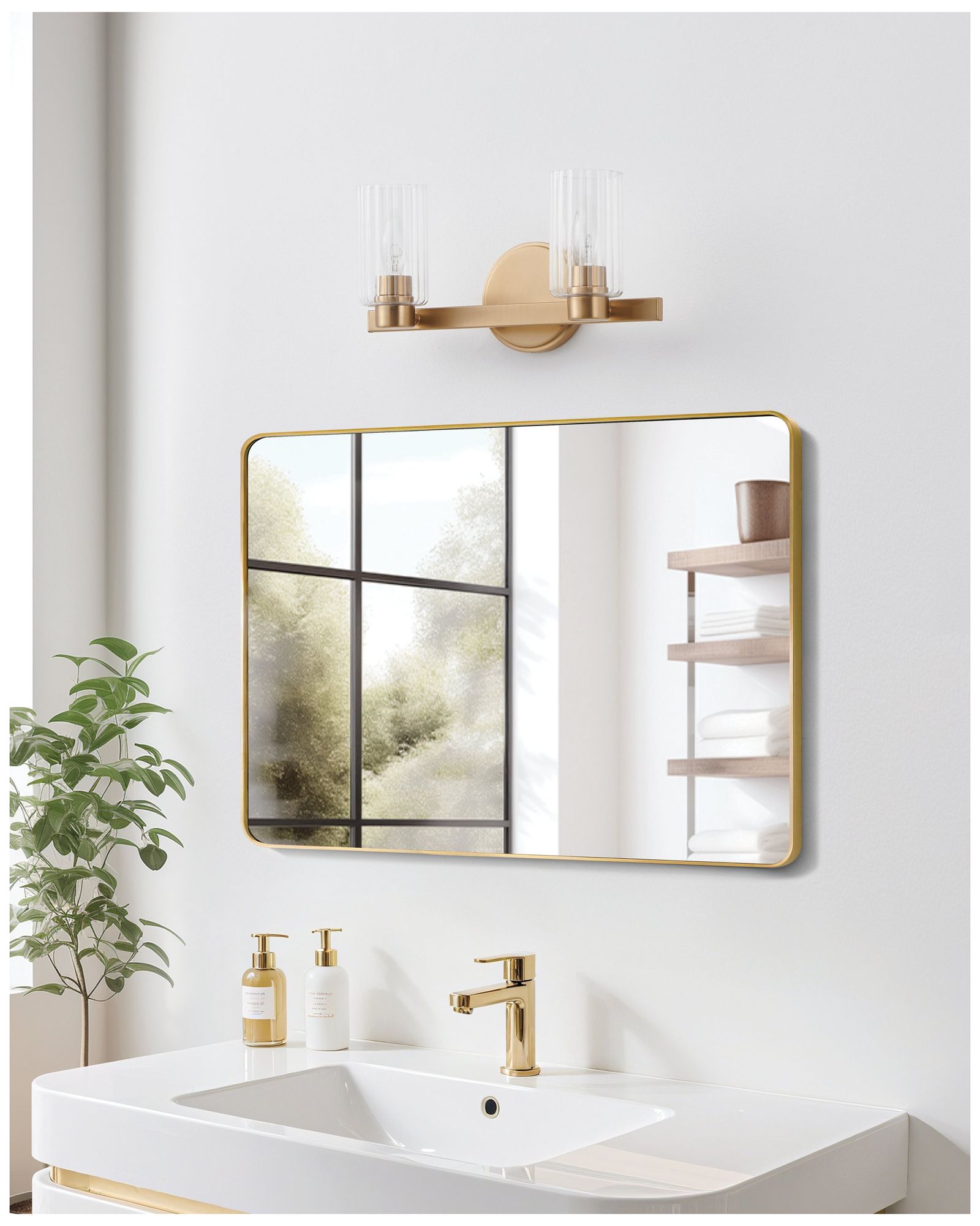 Thesis Bedminster 5" Br. Nickel Vanity Light, Etched Opal Ribbed Glass