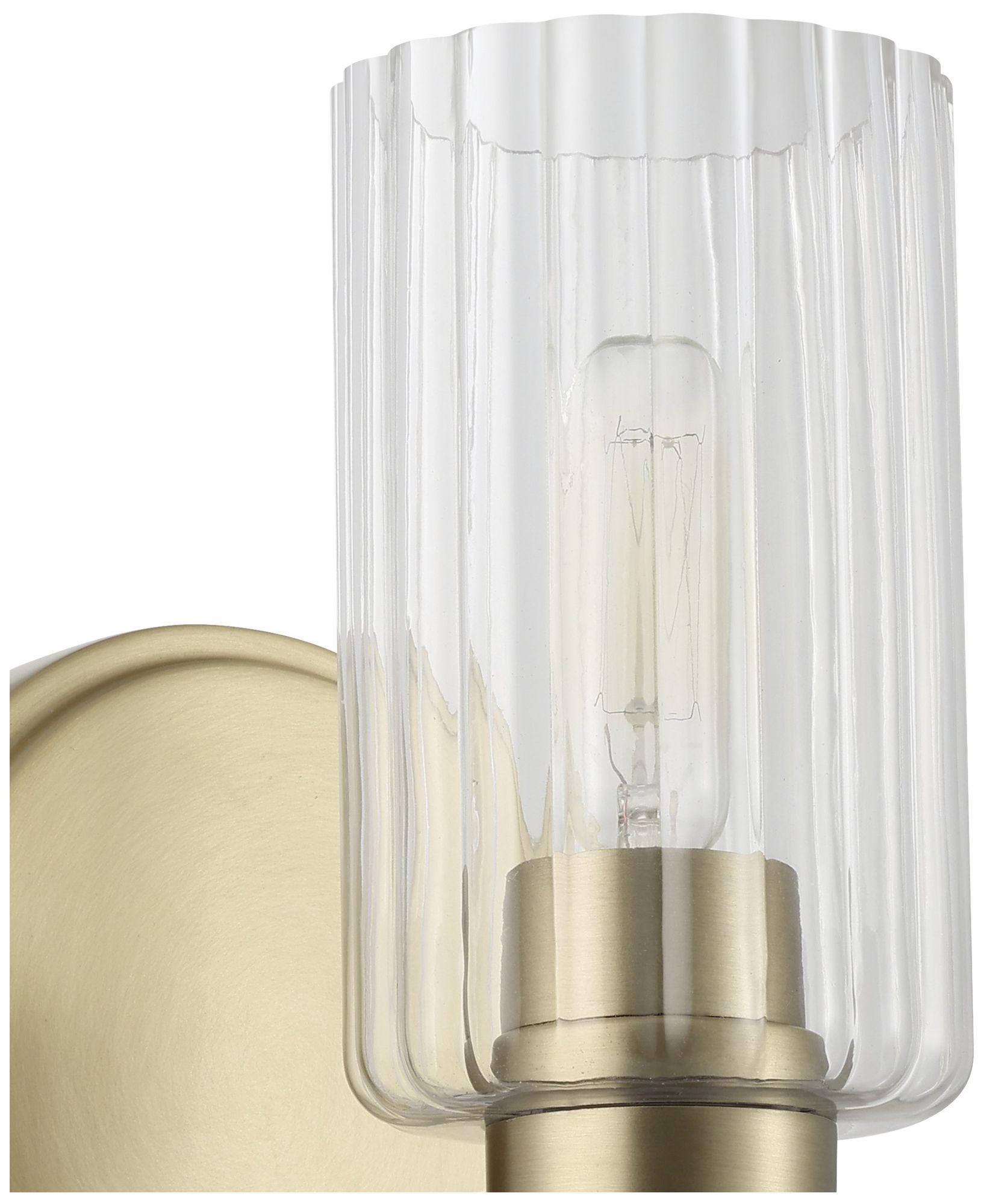 Image 7 Thesis Bedminster 5" Champagne Gold Vanity Light, Clear Ribbed Glass Shade more views