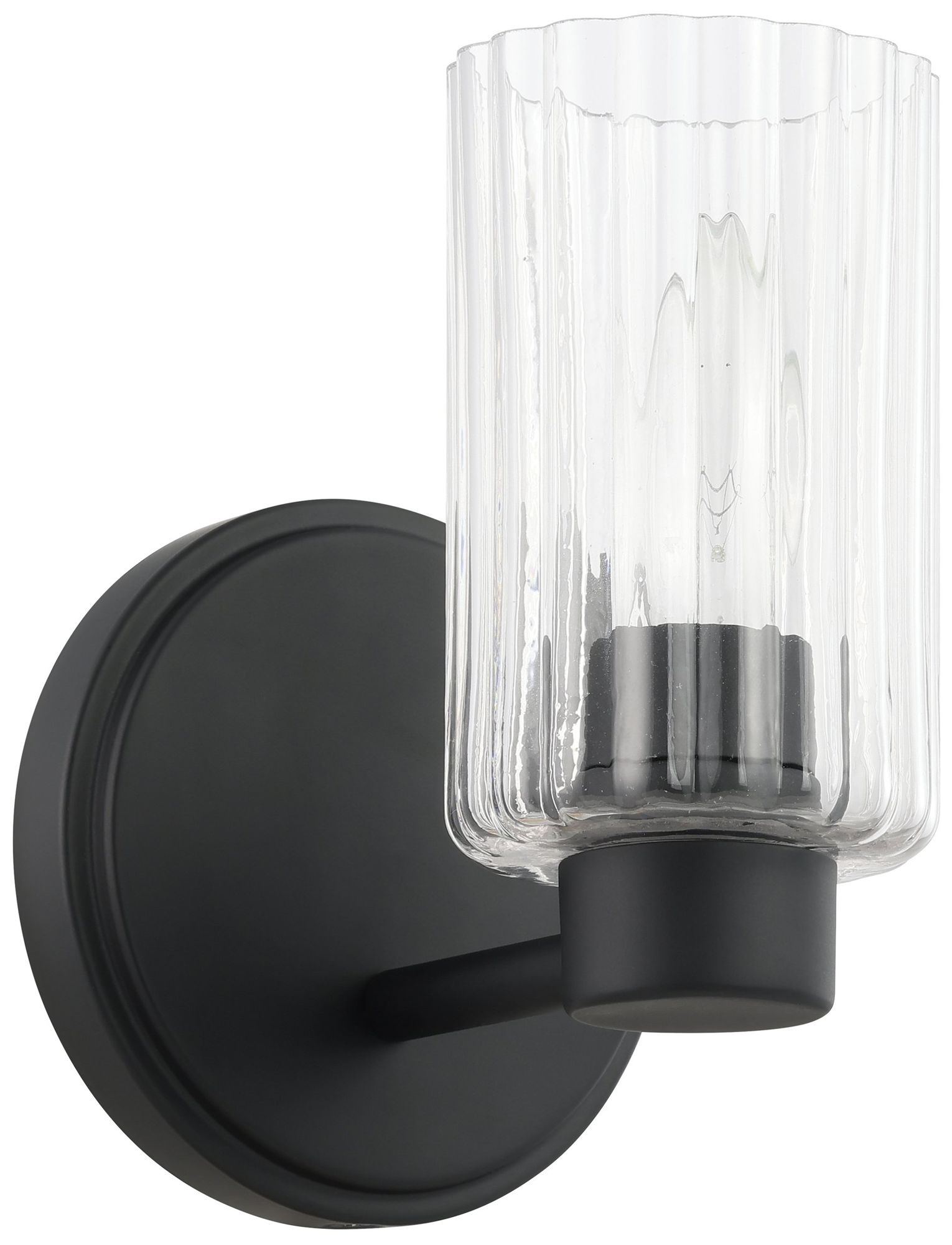 Image 3 Thesis Bedminster 5" Matte Black Vanity Light w/ Clear Ribbed Glass Shade more views