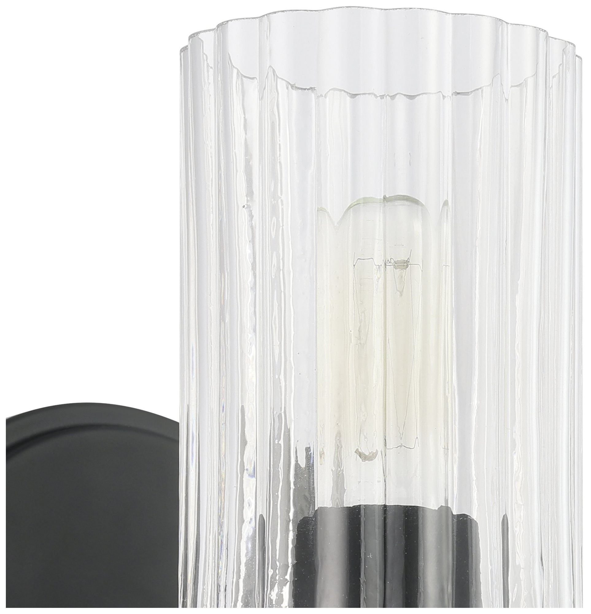 Image 7 Thesis Bedminster 5" Matte Black Vanity Light w/ Clear Ribbed Glass Shade more views