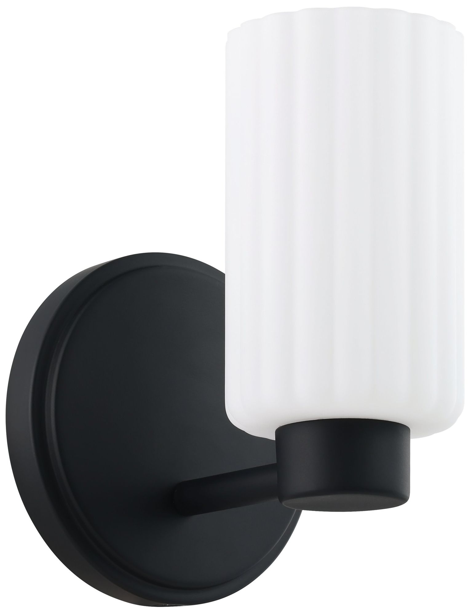 Thesis Bedminster 5" Matte Black Vanity Light w/ Clear Ribbed Glass Shade