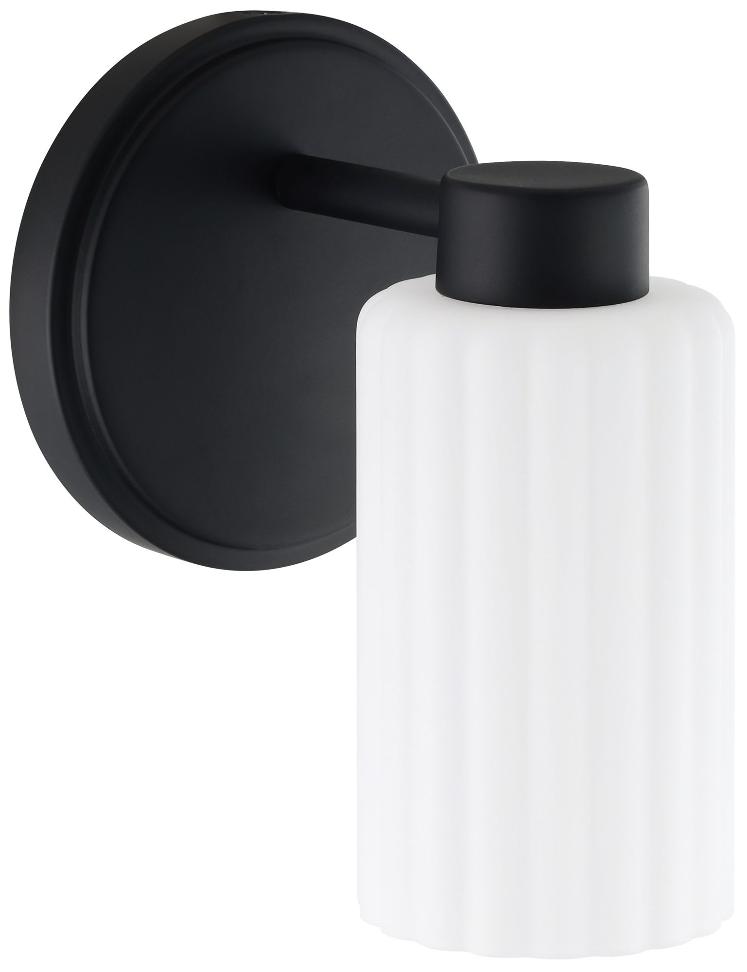 Image 3 Thesis Bedminster 5" Matte Black Vanity Light w/ Clear Ribbed Glass Shade more views