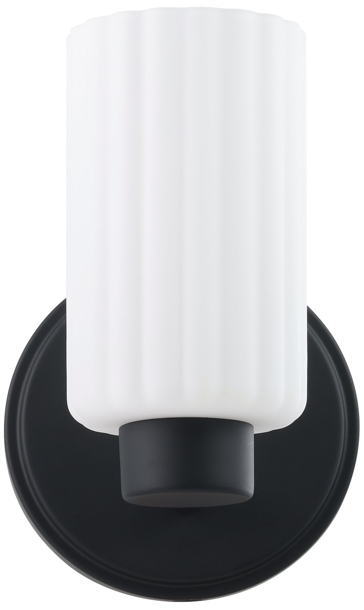 Image 4 Thesis Bedminster 5" Matte Black Vanity Light w/ Clear Ribbed Glass Shade more views