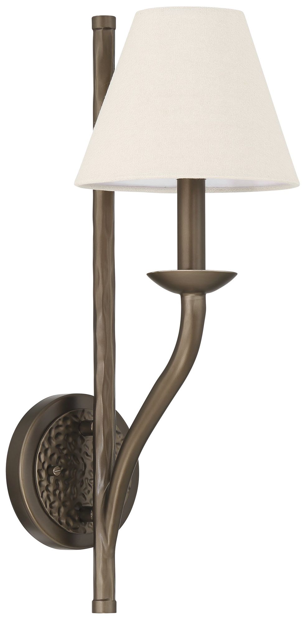 Image 2 Thesis Bethany 19" Forged Bronze Wall Sconce w/ Natural Linen Shade