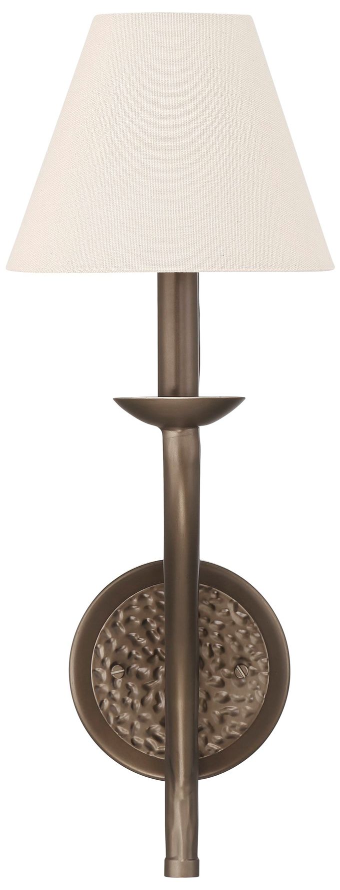 Image 3 Thesis Bethany 19" Forged Bronze Wall Sconce w/ Natural Linen Shade more views