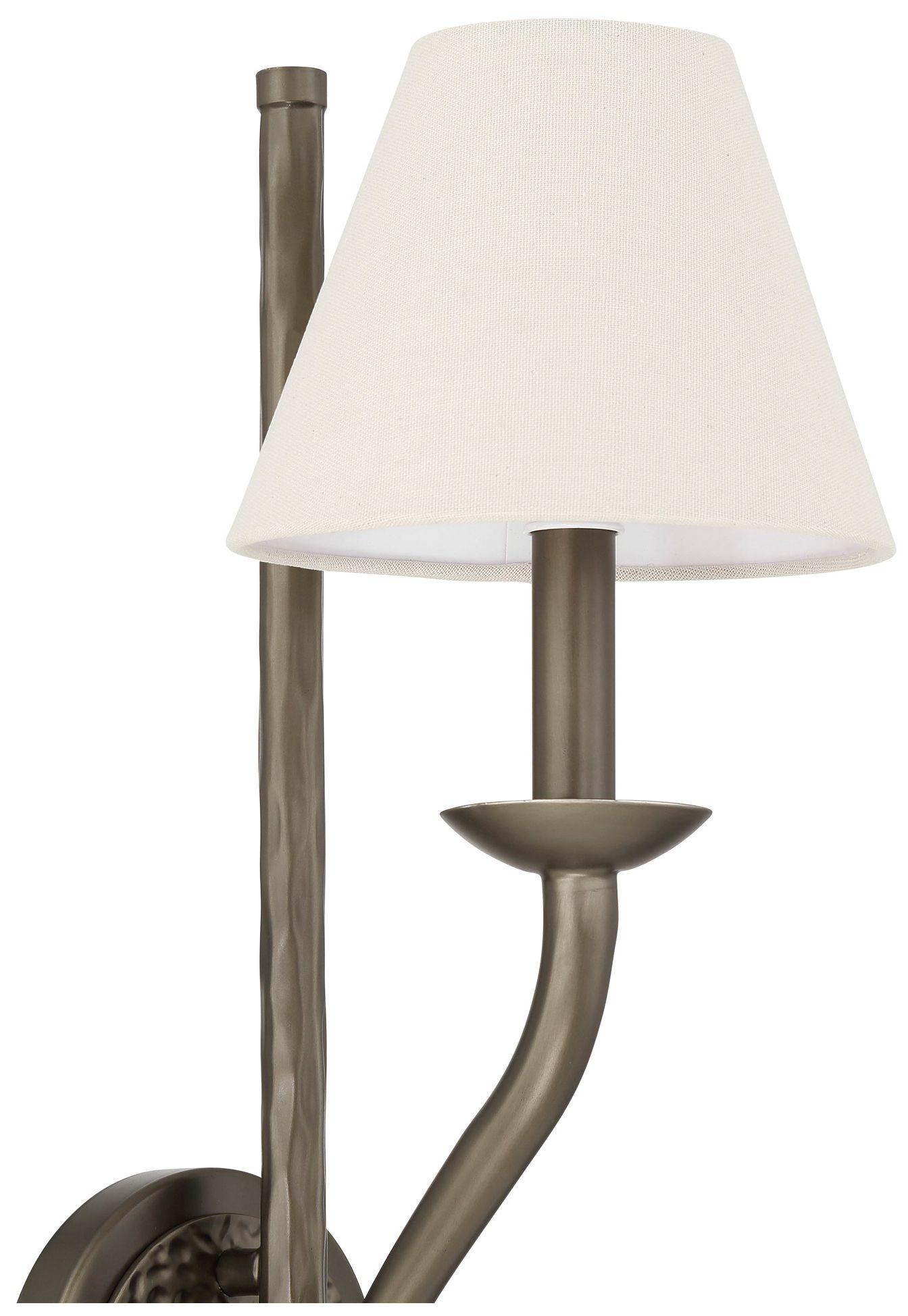 Image 4 Thesis Bethany 19" Forged Bronze Wall Sconce w/ Natural Linen Shade more views