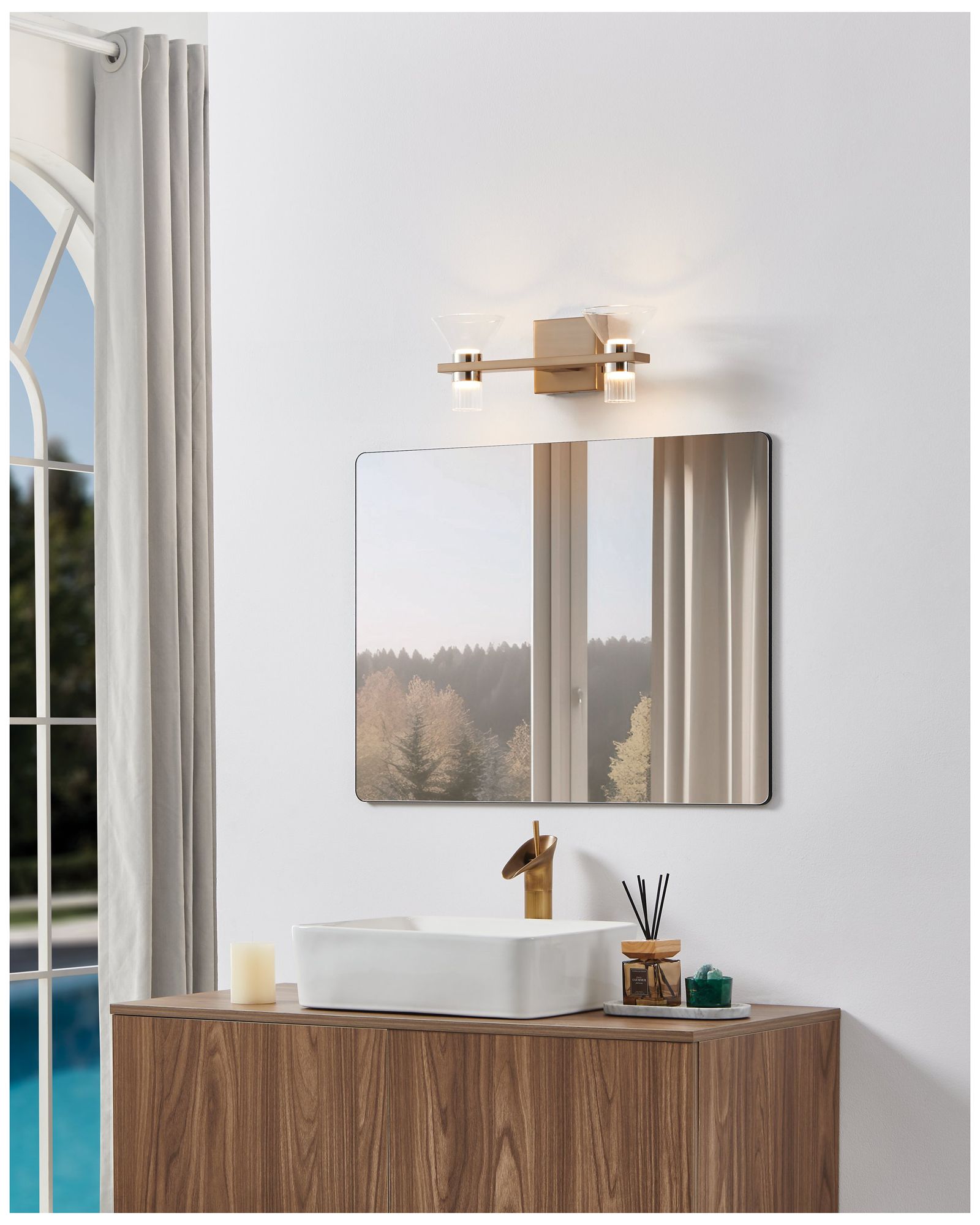 Image 7 Thesis Blake 16" Champagne Gold and Polished Nickel 5CCT LED Vanity Light more views