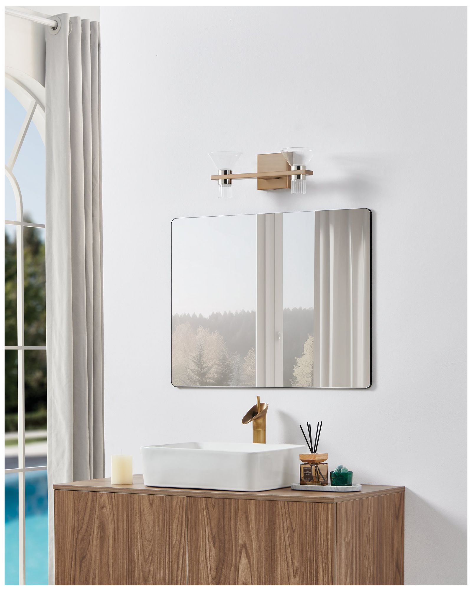 Thesis Blake 16" Champagne Gold and Polished Nickel 5CCT LED Vanity Light