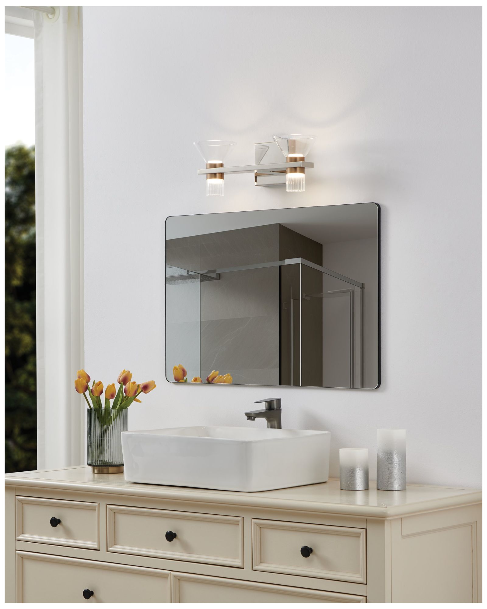 Image 7 Thesis Blake 16" Polished Nickel and Champagne Gold 5CCT LED Vanity Light more views