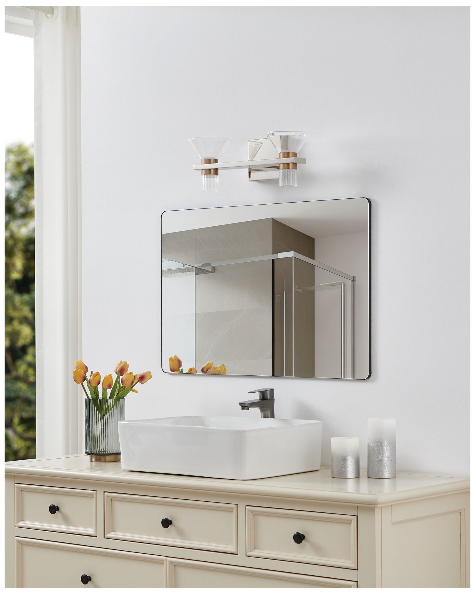 Thesis Blake 16" Polished Nickel and Champagne Gold 5CCT LED Vanity Light