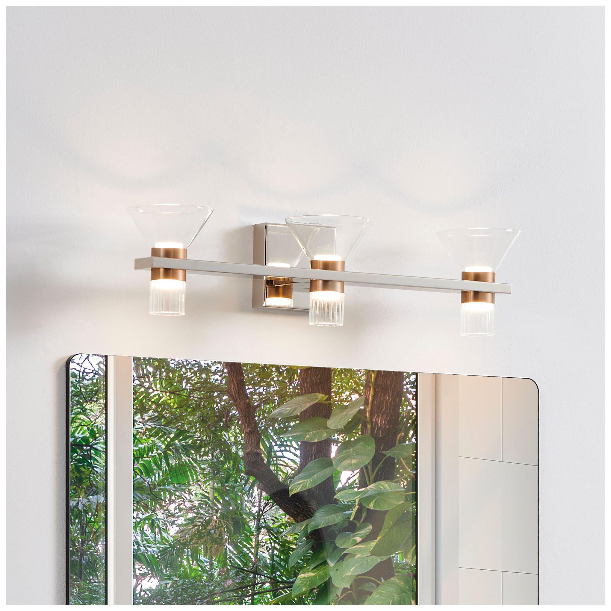 Thesis Blake 25" Polished Nickel and Champagne Gold 5CCT LED Vanity Li