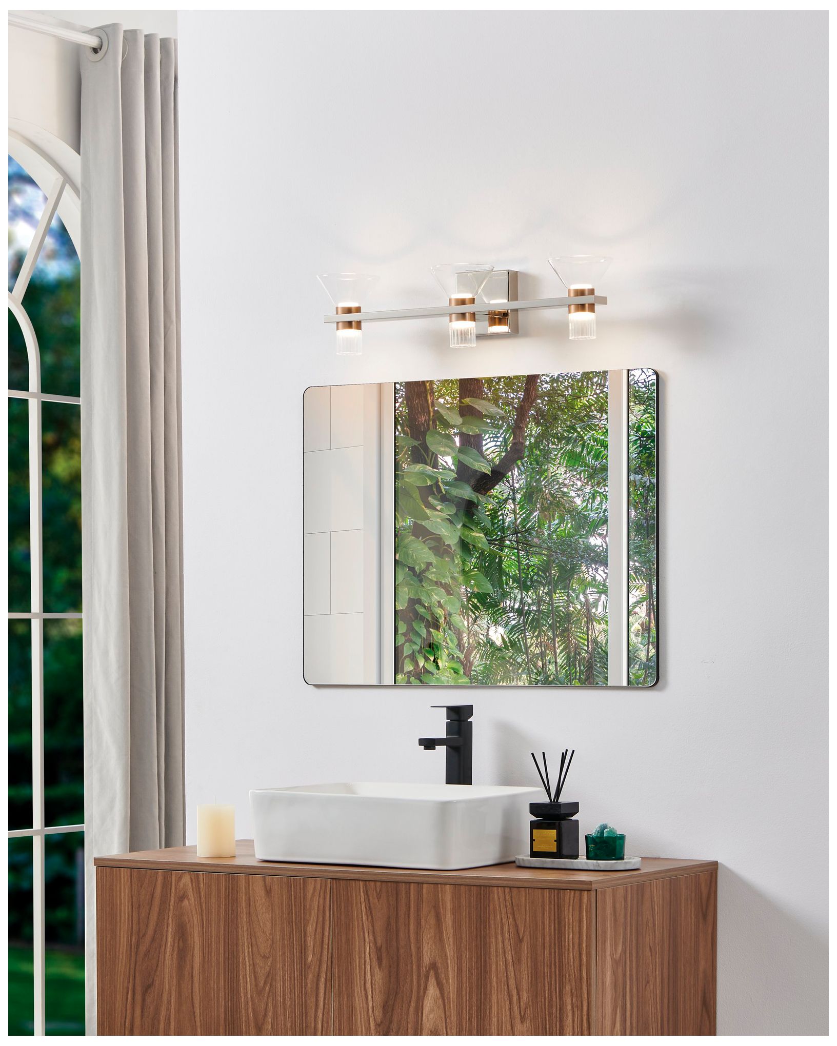 Image 7 Thesis Blake 25" Polished Nickel and Champagne Gold 5CCT LED Vanity Li more views