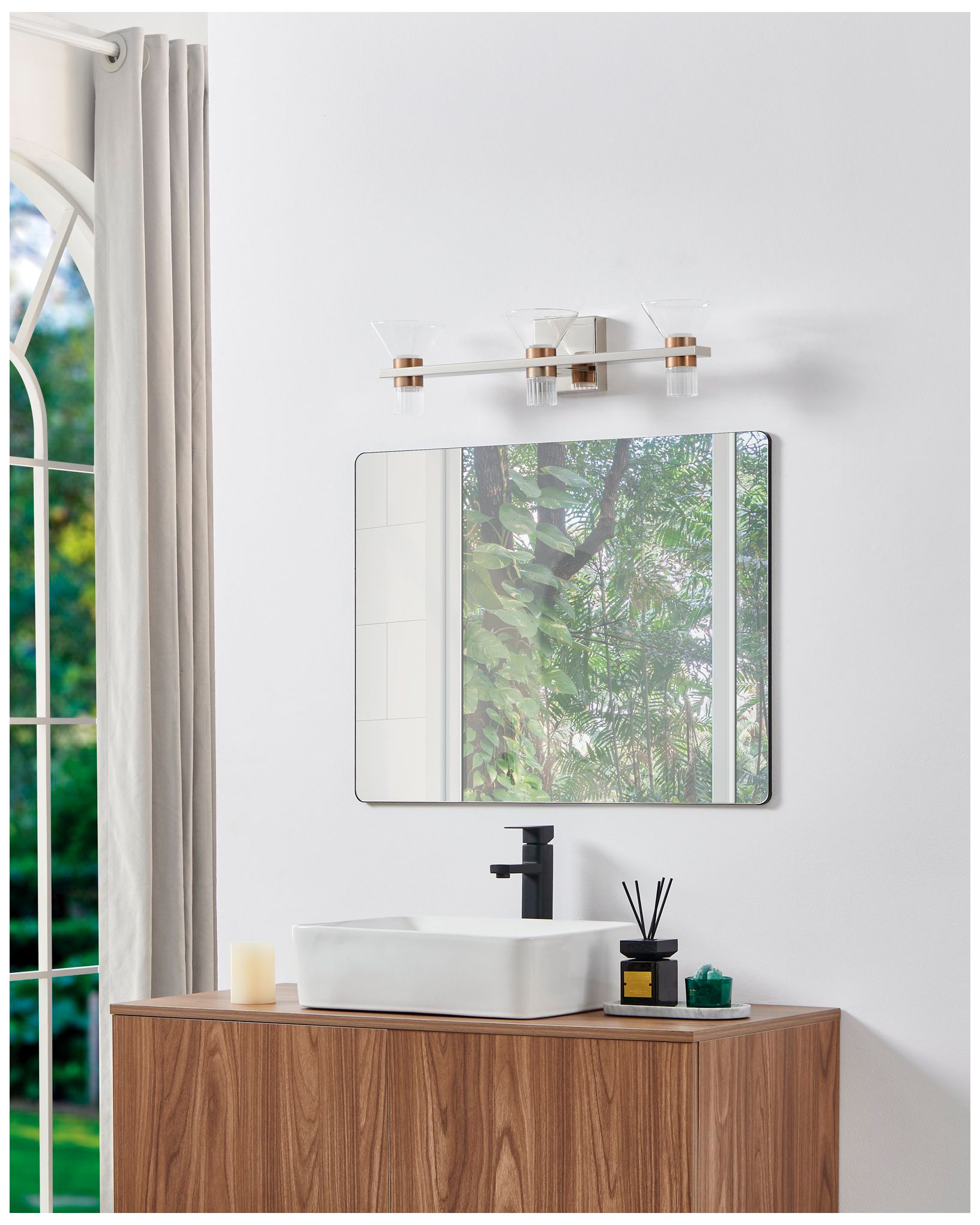 Thesis Blake 25" Polished Nickel and Champagne Gold 5CCT LED Vanity Li