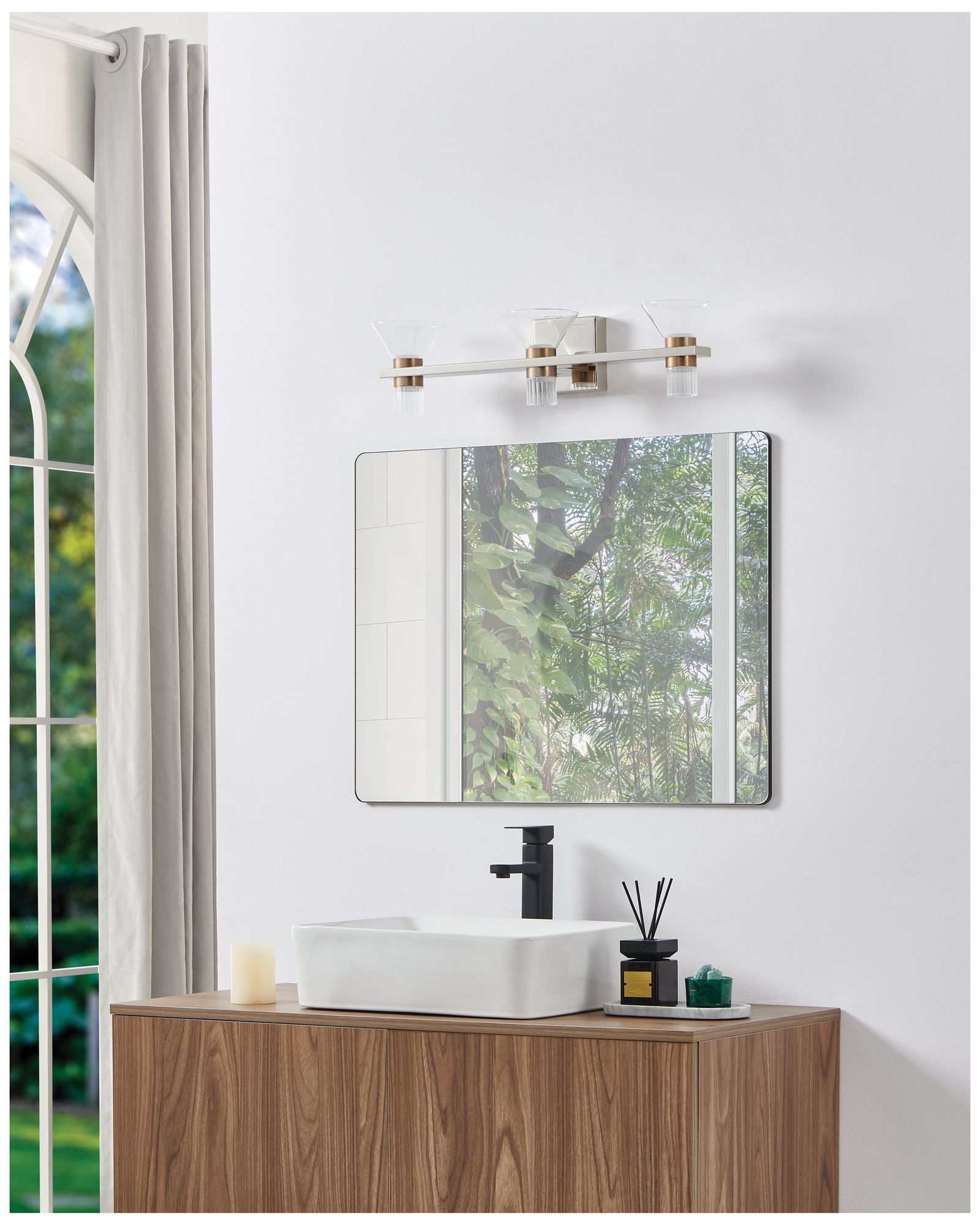 Thesis Blake 25" Polished Nickel and Champagne Gold 5CCT LED Vanity Light