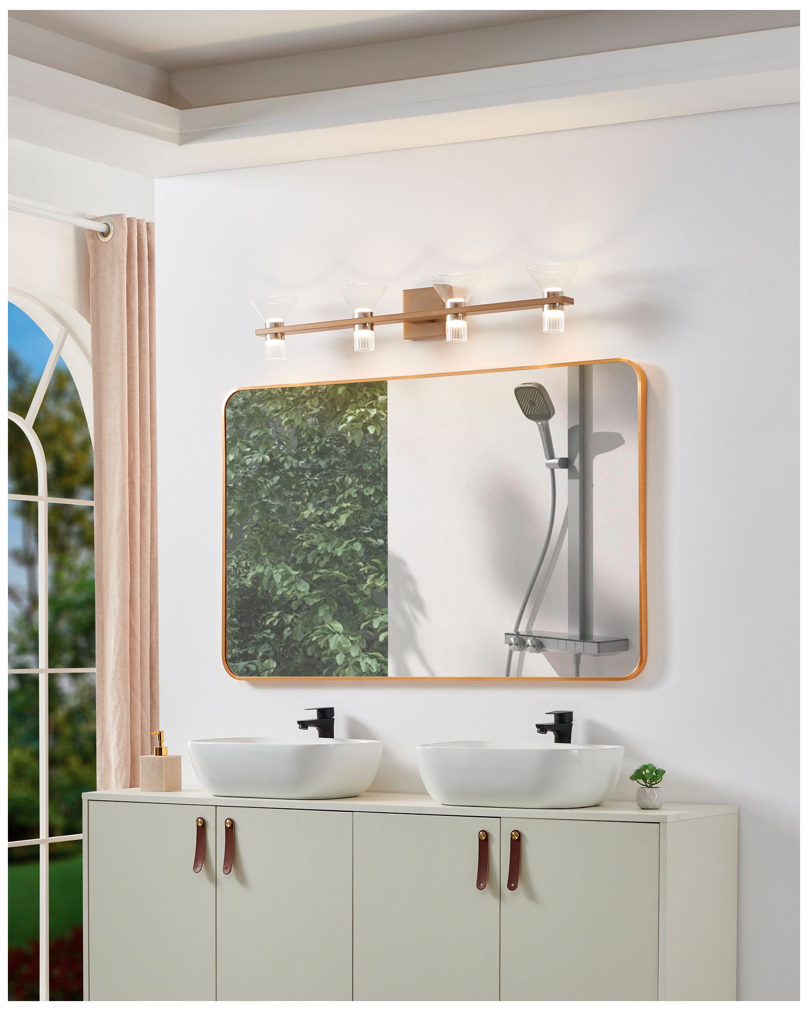 Thesis Blake 35" Champagne Gold and Polished Nickel 5CCT LED Vanity Light
