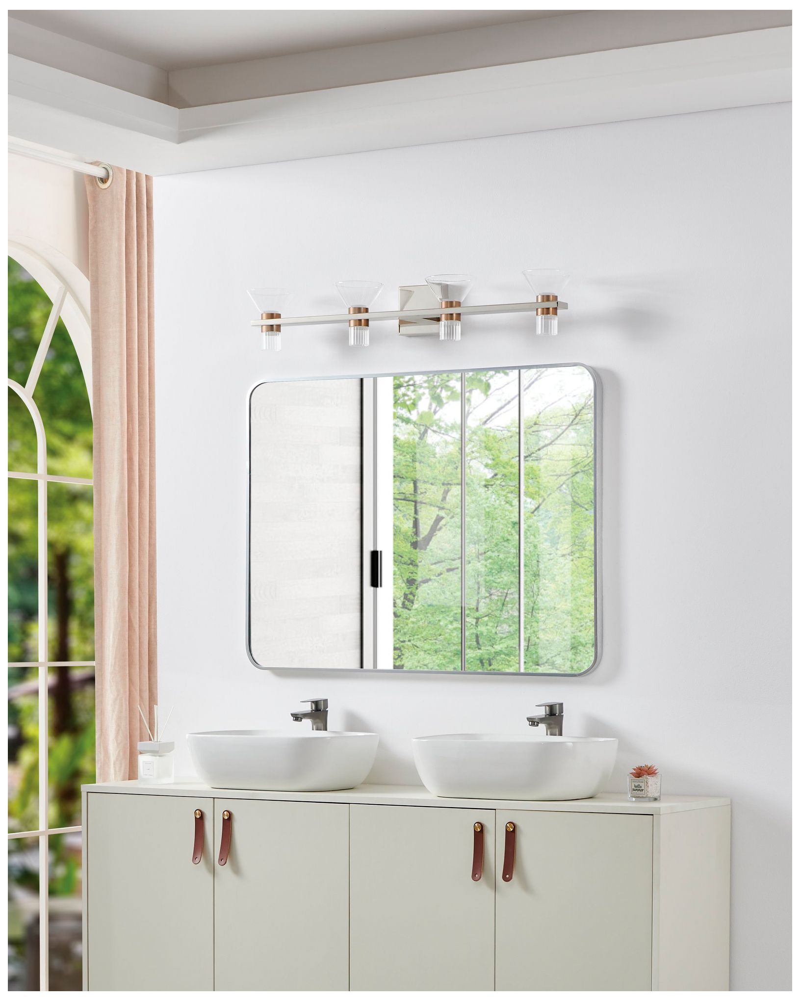 Thesis Blake 35" Polished Nickel and Champagne Gold 5CCT LED Vanity Li