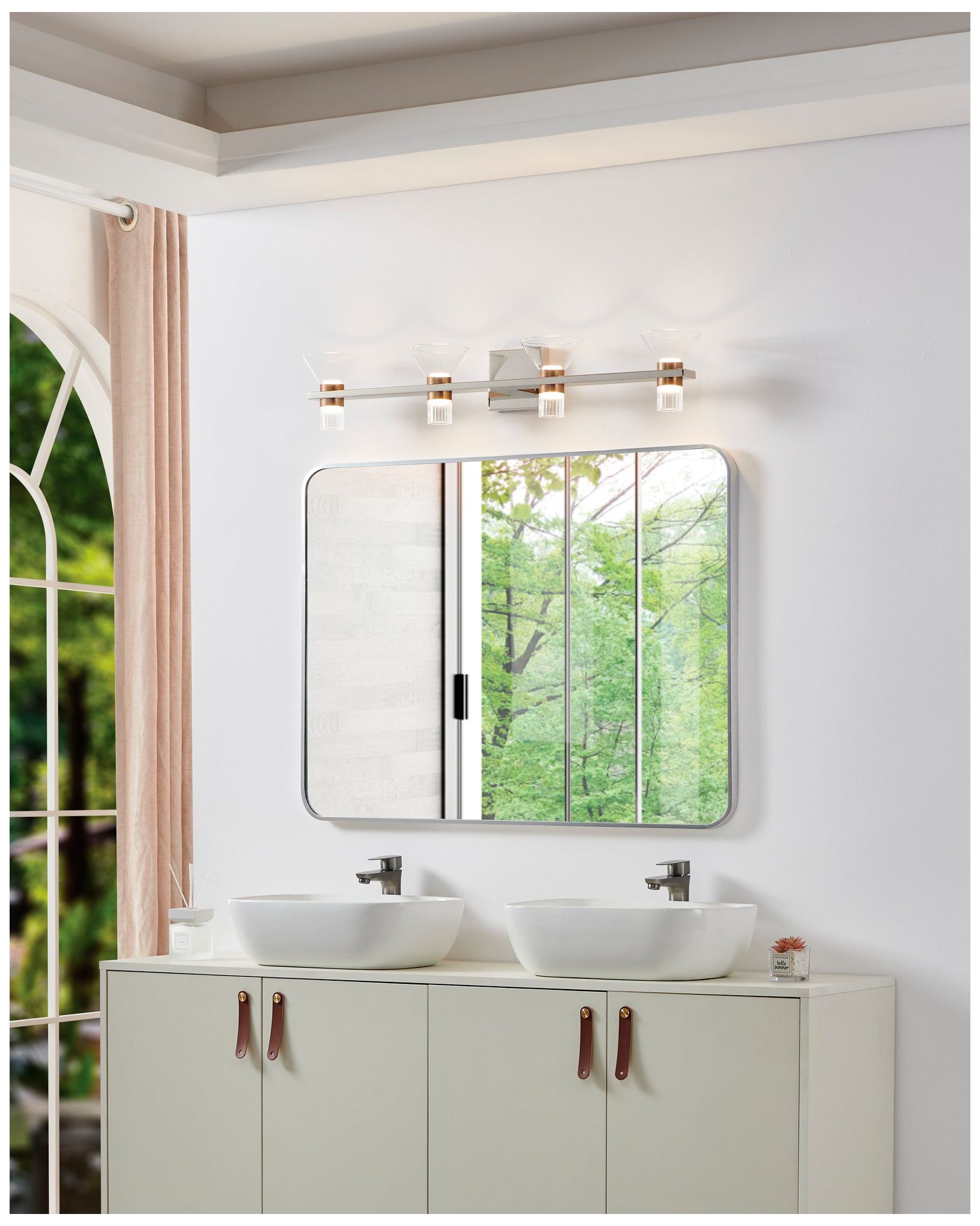 Thesis Blake 35" Polished Nickel and Champagne Gold 5CCT LED Vanity Li