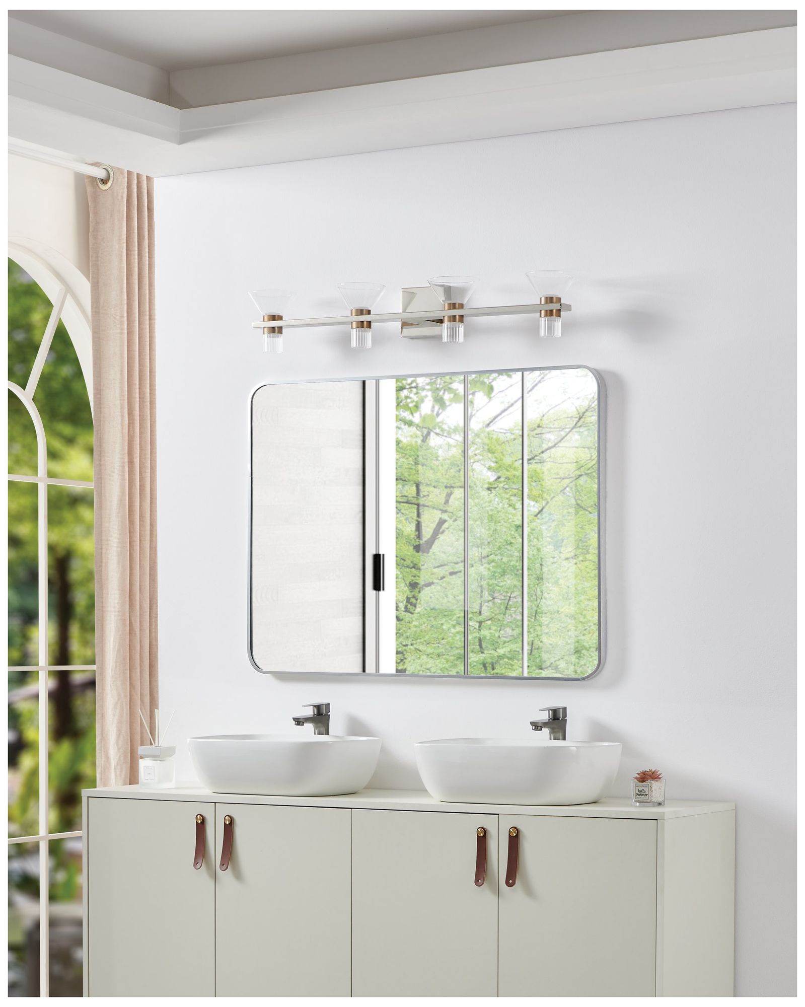 Thesis Blake 35" Polished Nickel and Champagne Gold 5CCT LED Vanity Light