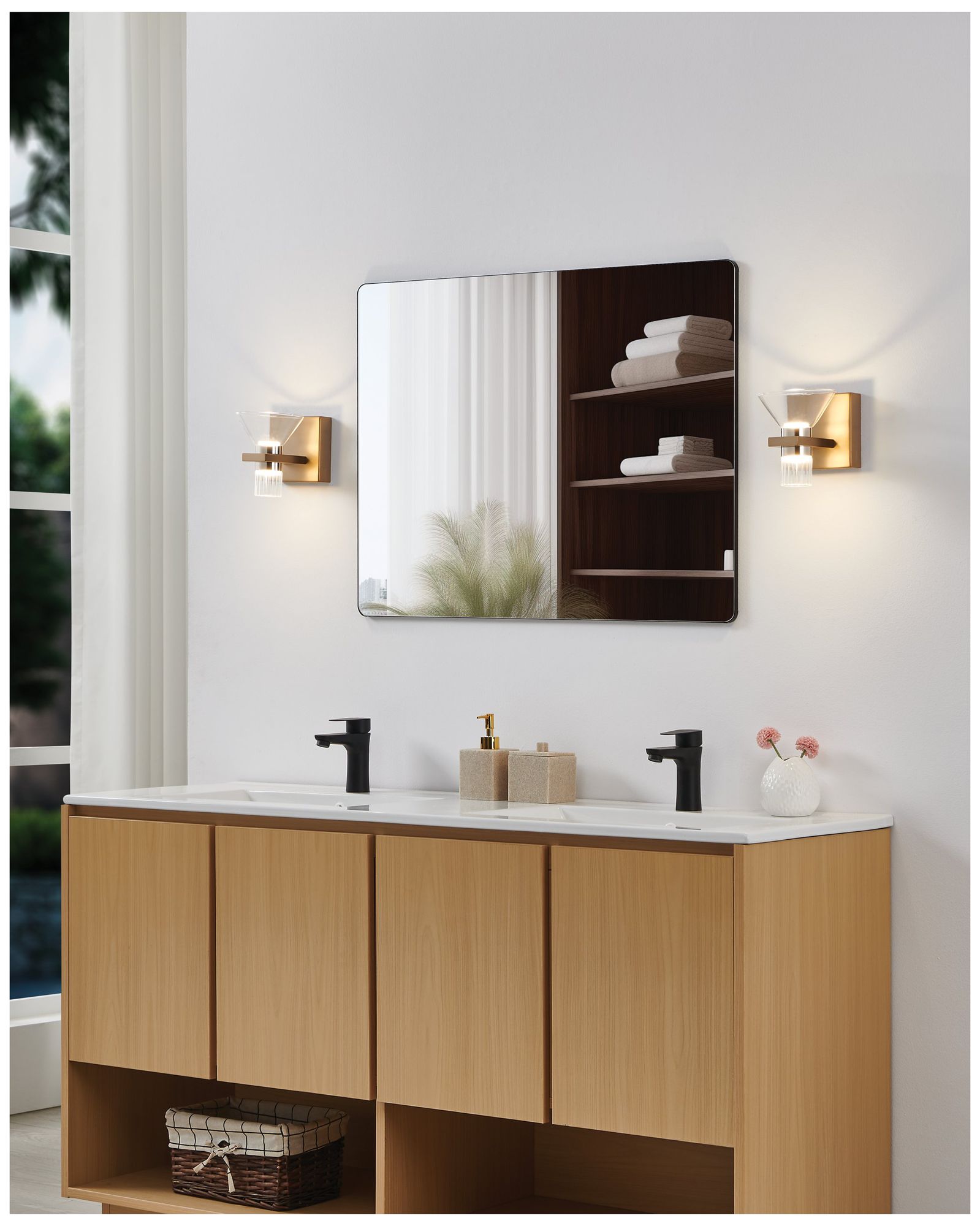 Image 7 Thesis Blake 5" Champagne Gold and Polished Nickel 5CCT LED Vanity Light more views