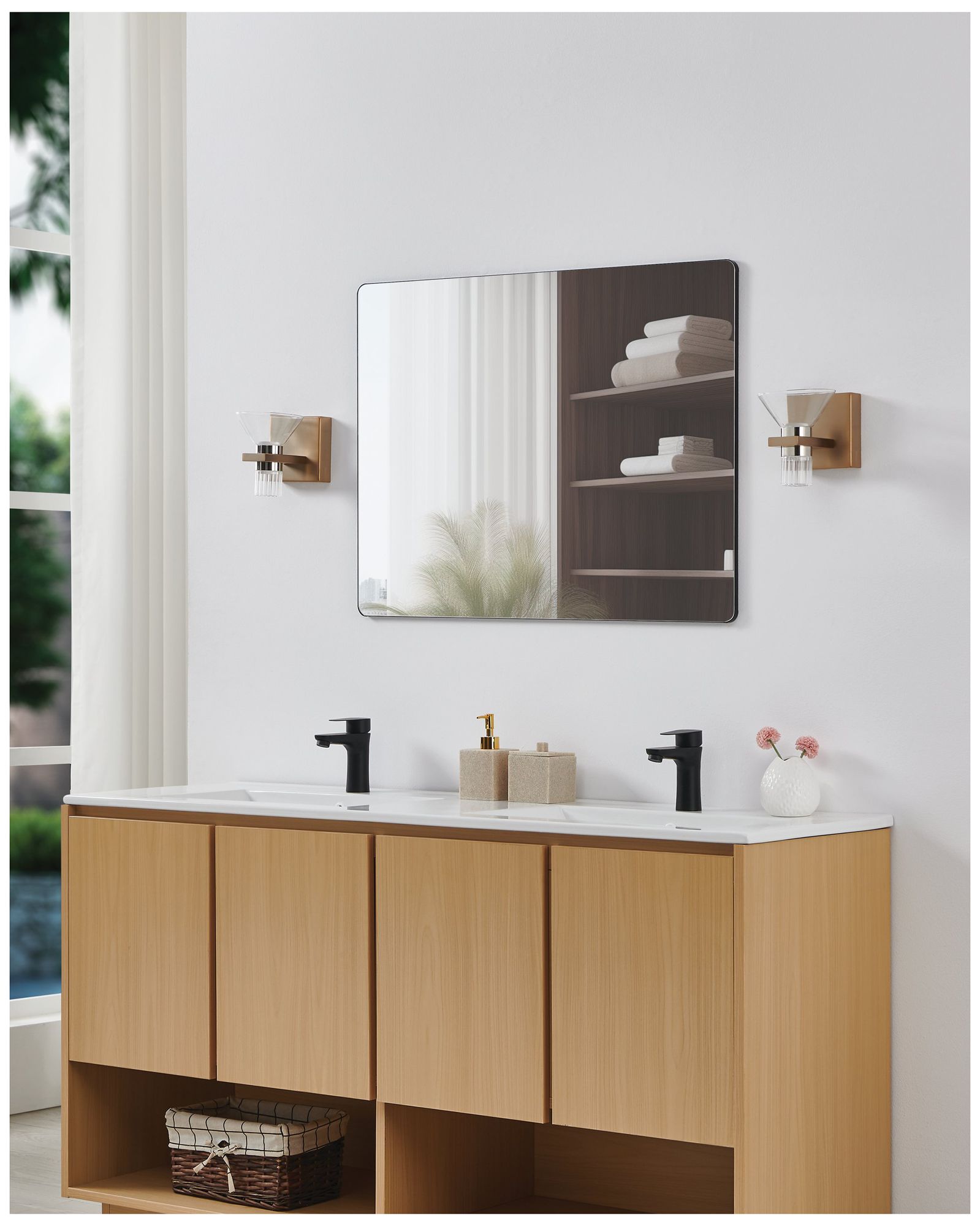 Thesis Blake 5" Champagne Gold and Polished Nickel 5CCT LED Vanity Light