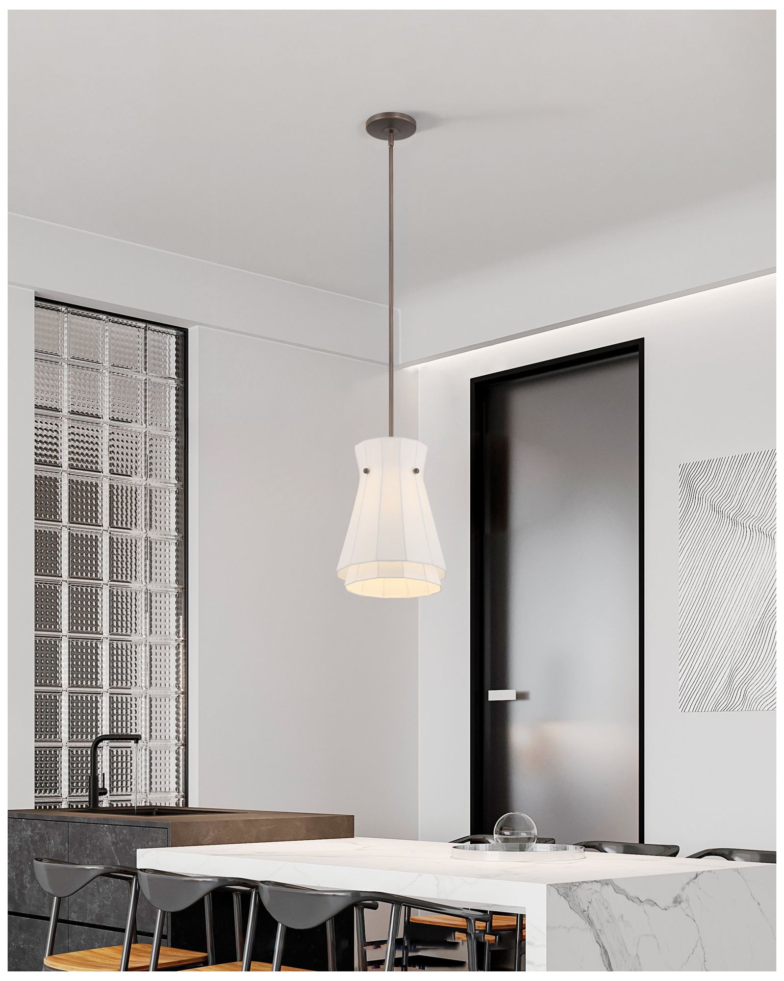 Thesis Bryony 12" 1 Light Forged Bronze Convertible Pendant Light