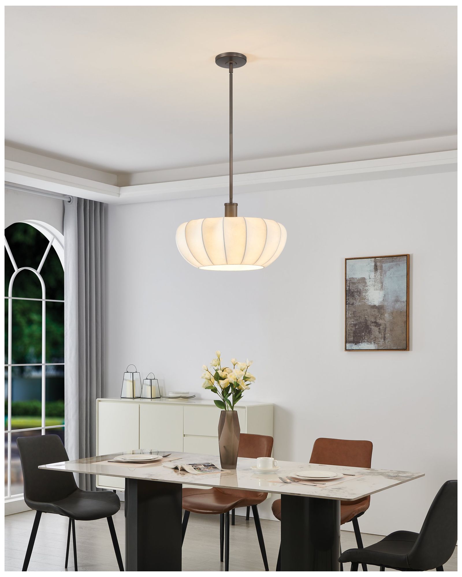 Thesis Bryony 22" 4 Light Forged Bronze Convertible Pendant Light
