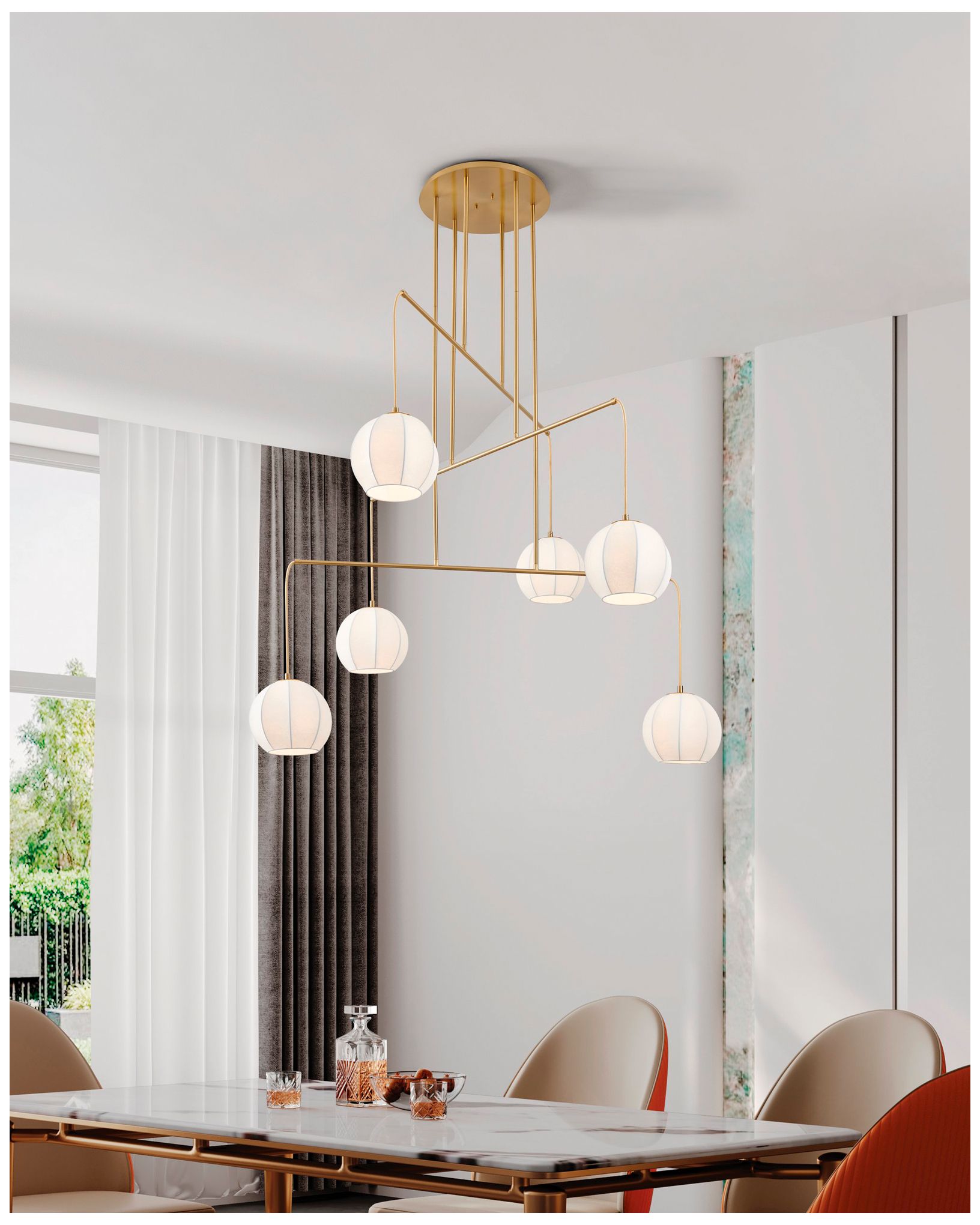 Image 6 Thesis Bryony 48" 6 Light Brushed Gold Chandelier more views