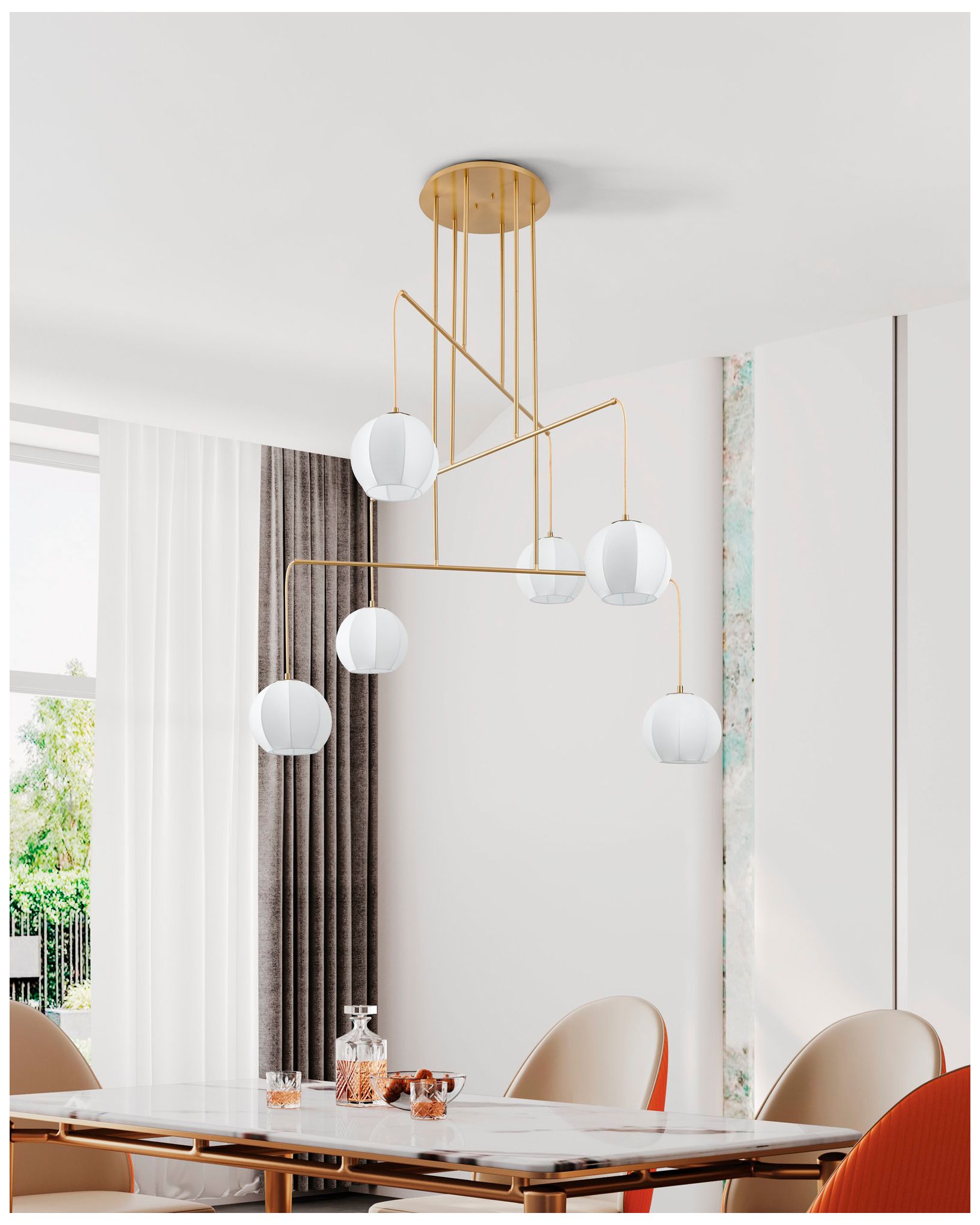 Image 7 Thesis Bryony 48" 6 Light Brushed Gold Chandelier more views