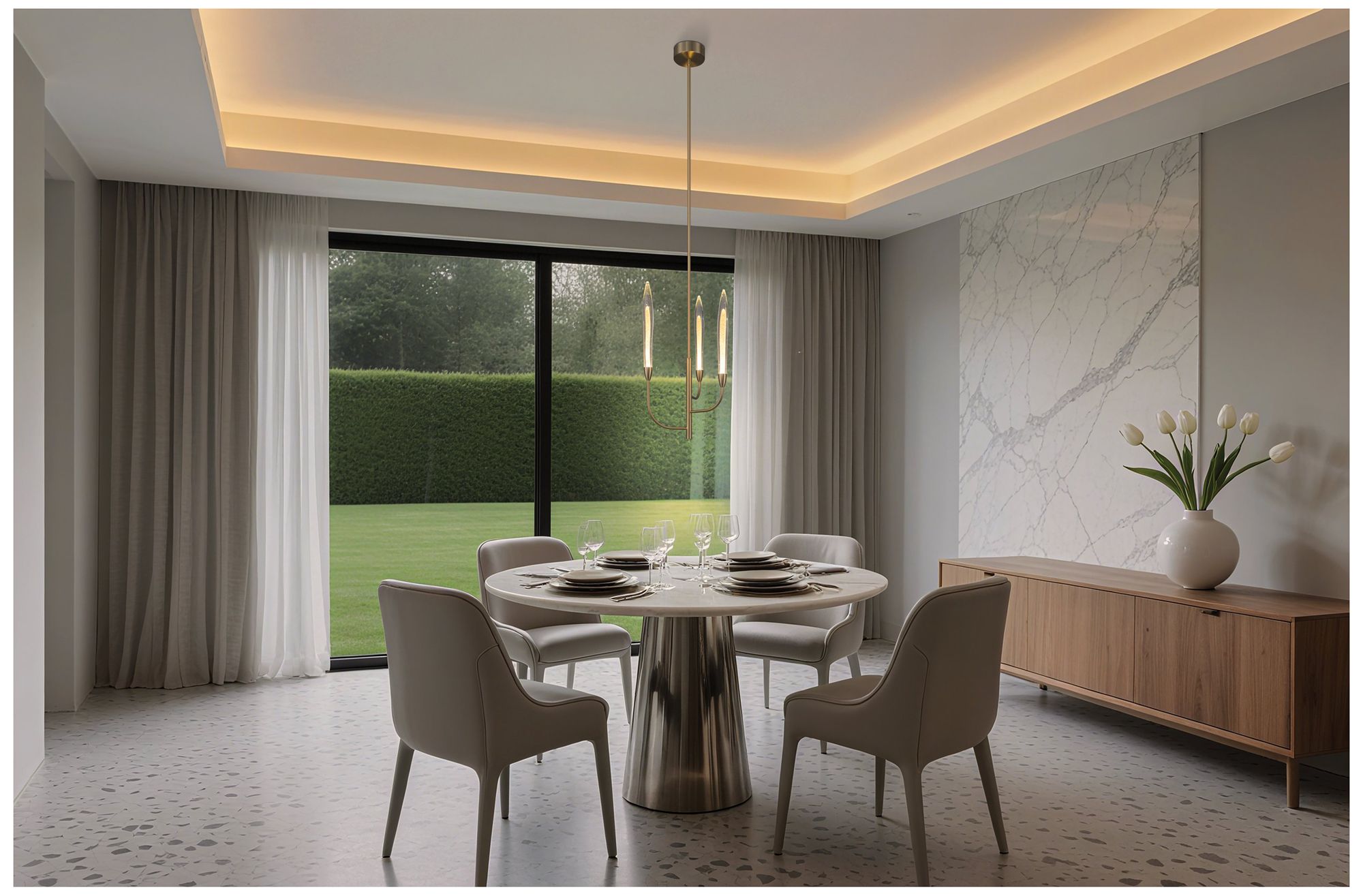 Image 5 Thesis Calle 16" 3 Lt Brass LED Chandelier w/ Gold Leaf Hand Pressed Shades more views