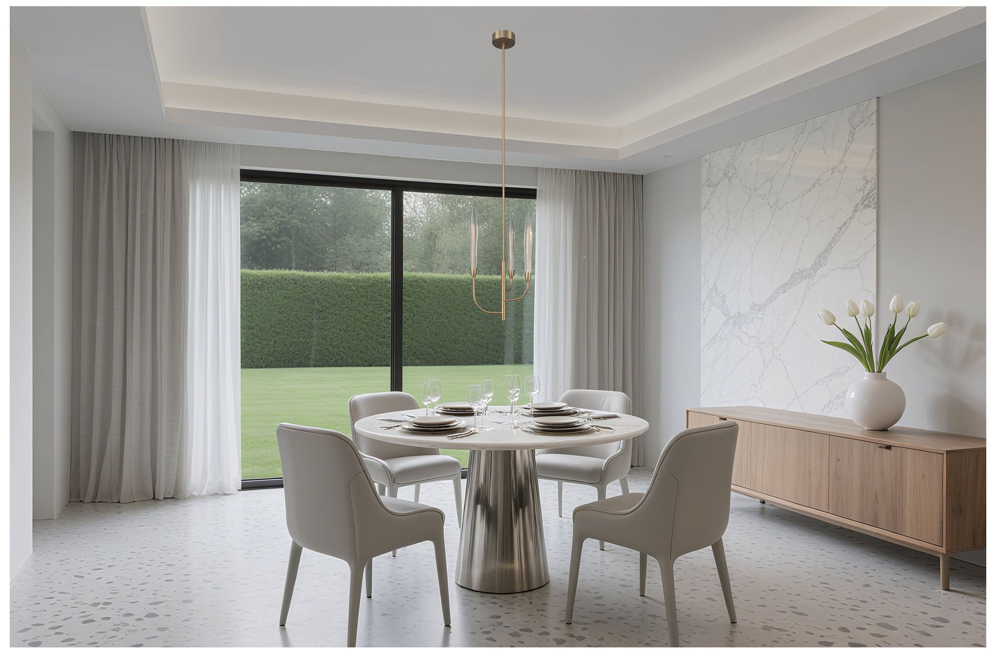 Image 6 Thesis Calle 16" 3 Lt Brass LED Chandelier w/ Gold Leaf Hand Pressed Shades more views