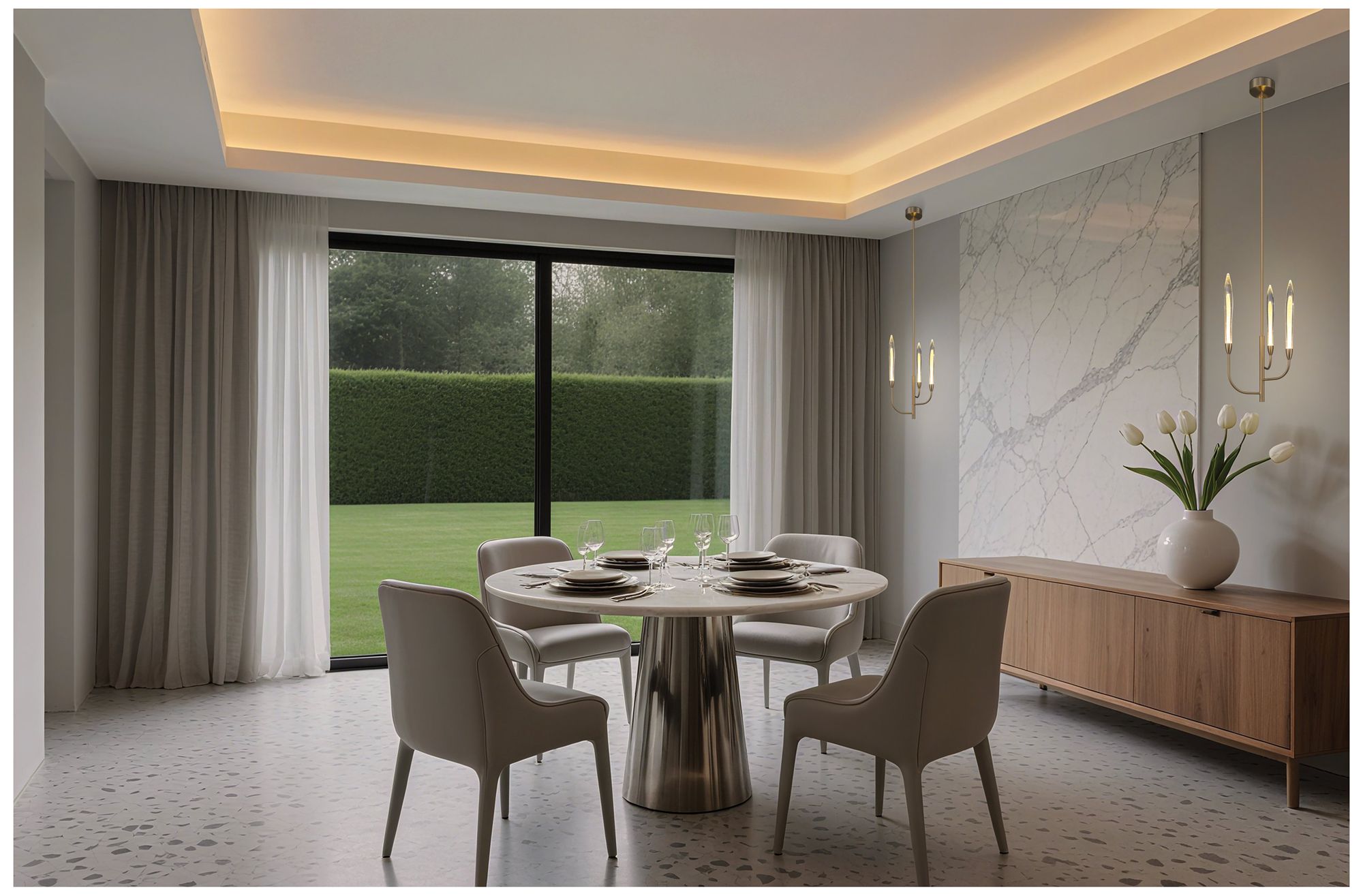 Image 7 Thesis Calle 16" 3 Lt Brass LED Chandelier w/ Gold Leaf Hand Pressed Shades more views