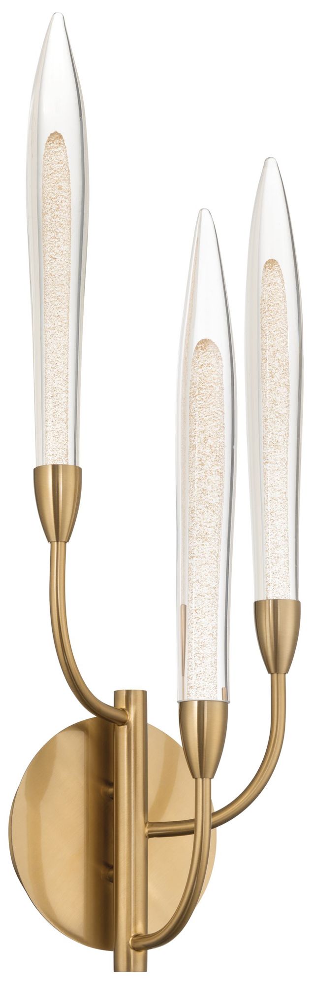 Thesis Calle 27" Brass LED Wall Sconce, Gold Leaf Hand Pressed Glass Shades