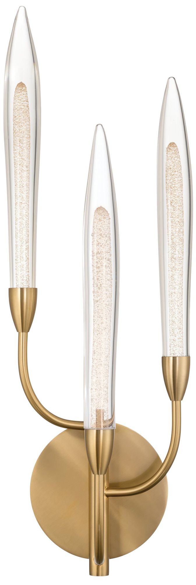 Image 3 Thesis Calle 27" Brass LED Wall Sconce, Gold Leaf Hand Pressed Glass Shades more views