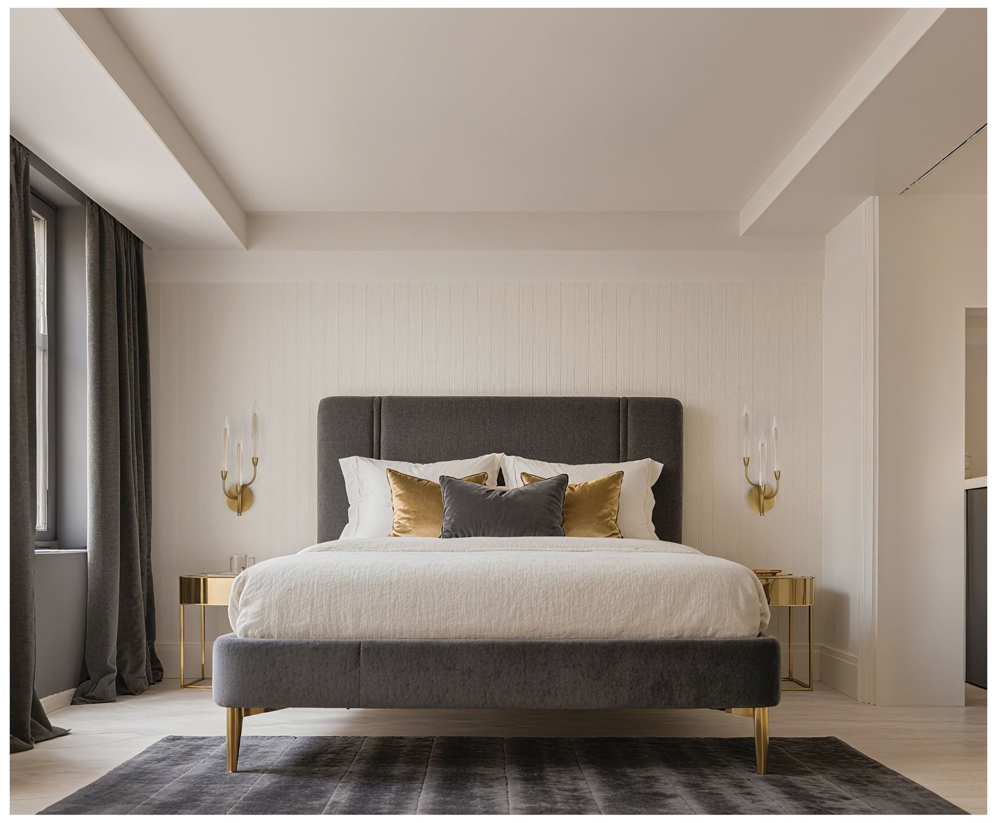 Image 7 Thesis Calle 27" Brass LED Wall Sconce, Gold Leaf Hand Pressed Glass Shades more views