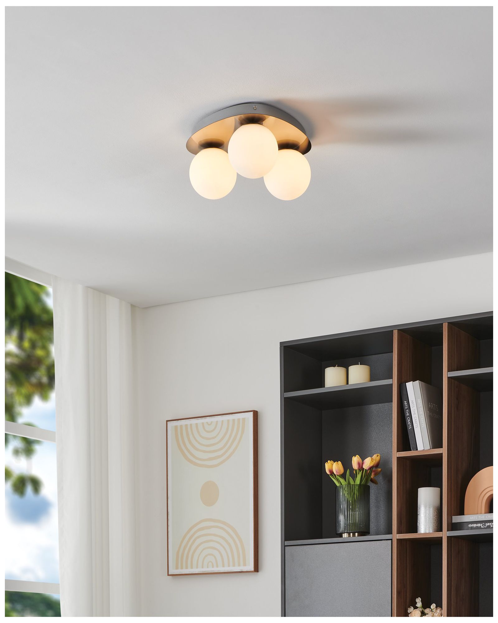 Image 7 Thesis Castrovido 12" Brushed Nickel Flush Mount Ceiling Light more views