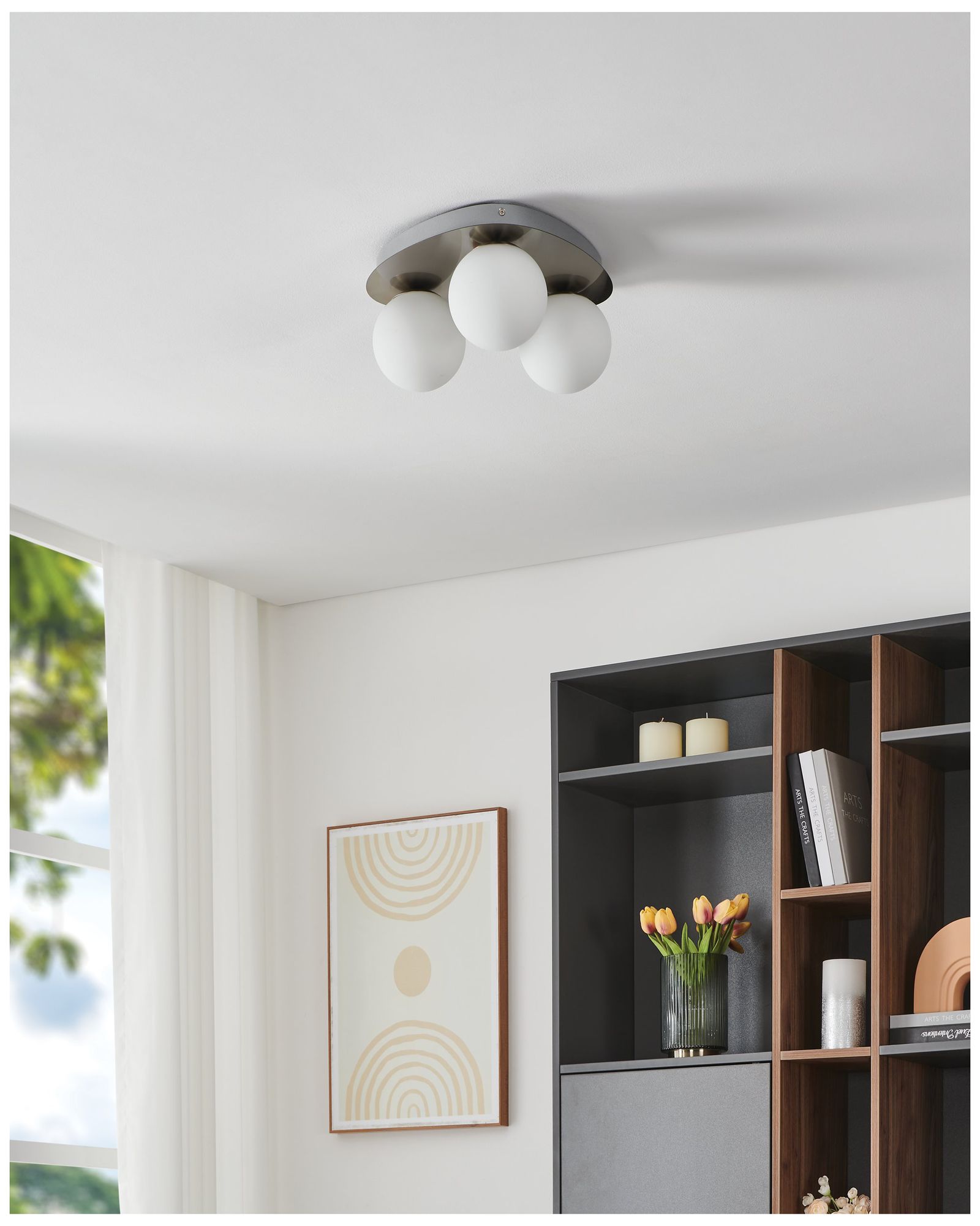 Thesis Castrovido 12" Brushed Nickel Flush Mount Ceiling Light