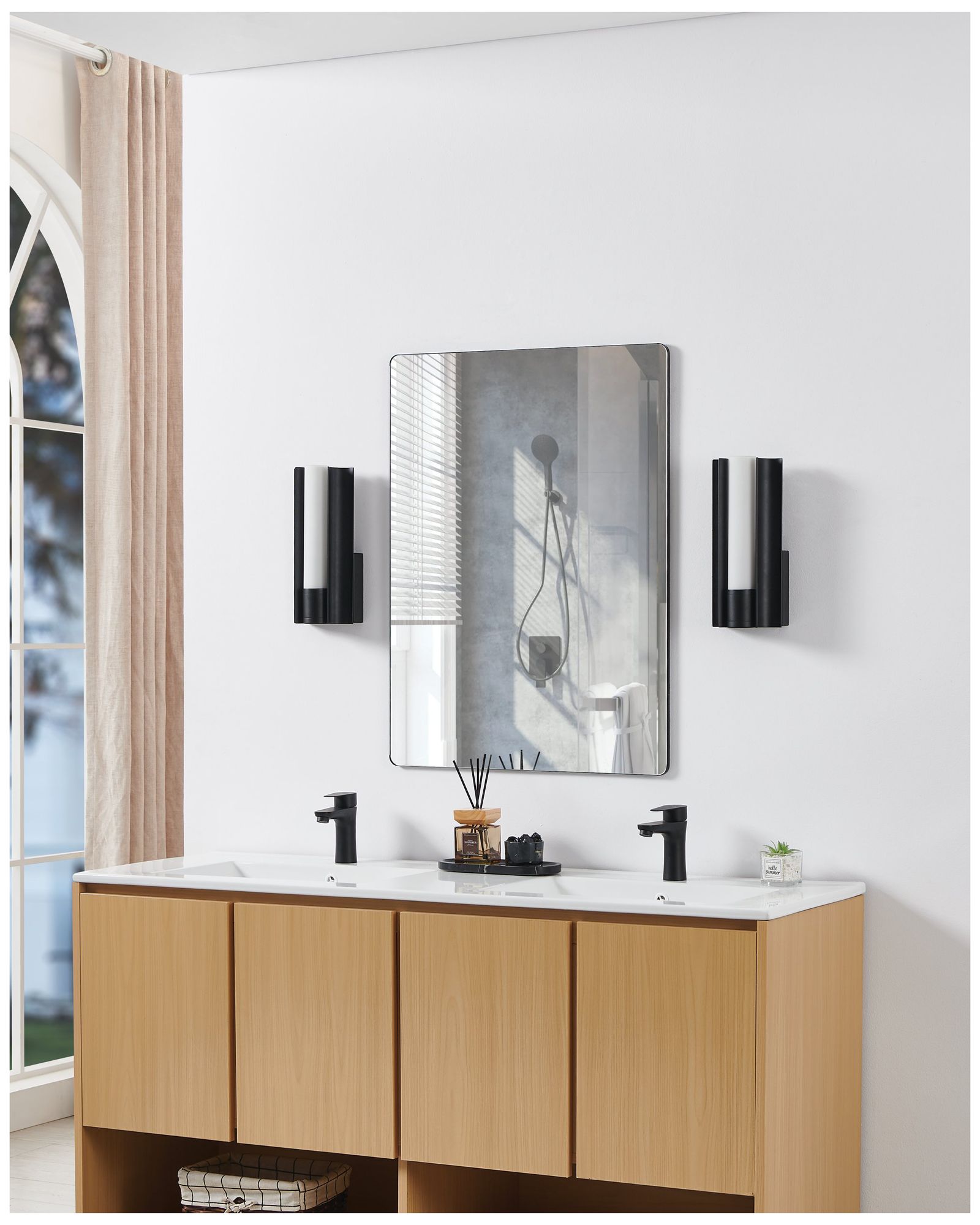 Image 7 Thesis Colton 12" Black 5CCT LED Vanity Light with Etched Opal Glass Shade more views