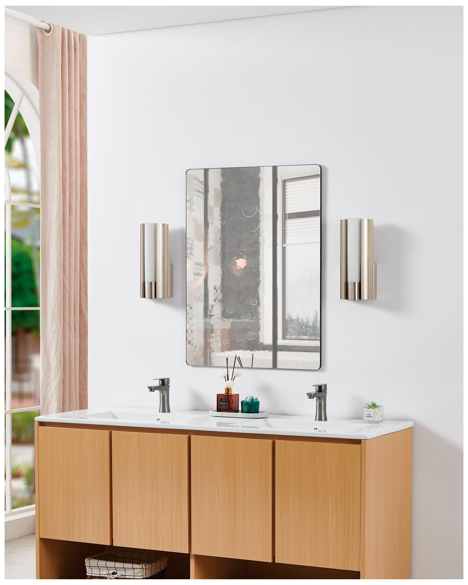 Image 7 Thesis Colton 12" Brushed Nickel 5CCT LED Vanity Light w/ Etched Glass more views